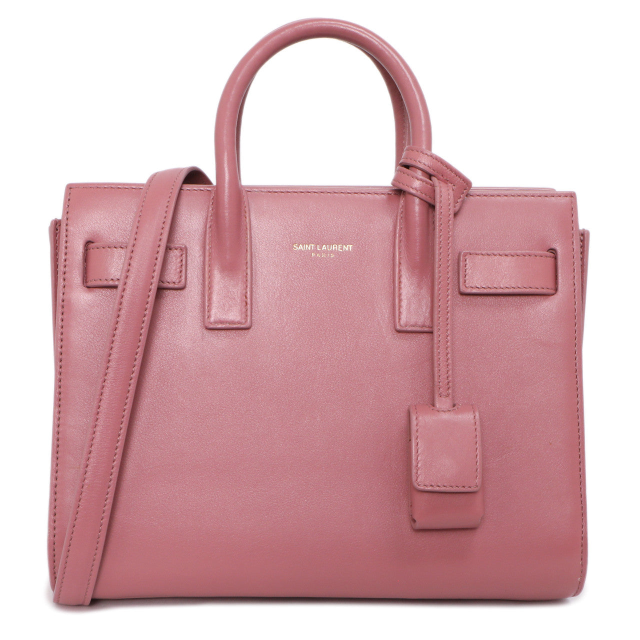 Saint Laurent Rose Dark Calfskin Nano Sac De Jour