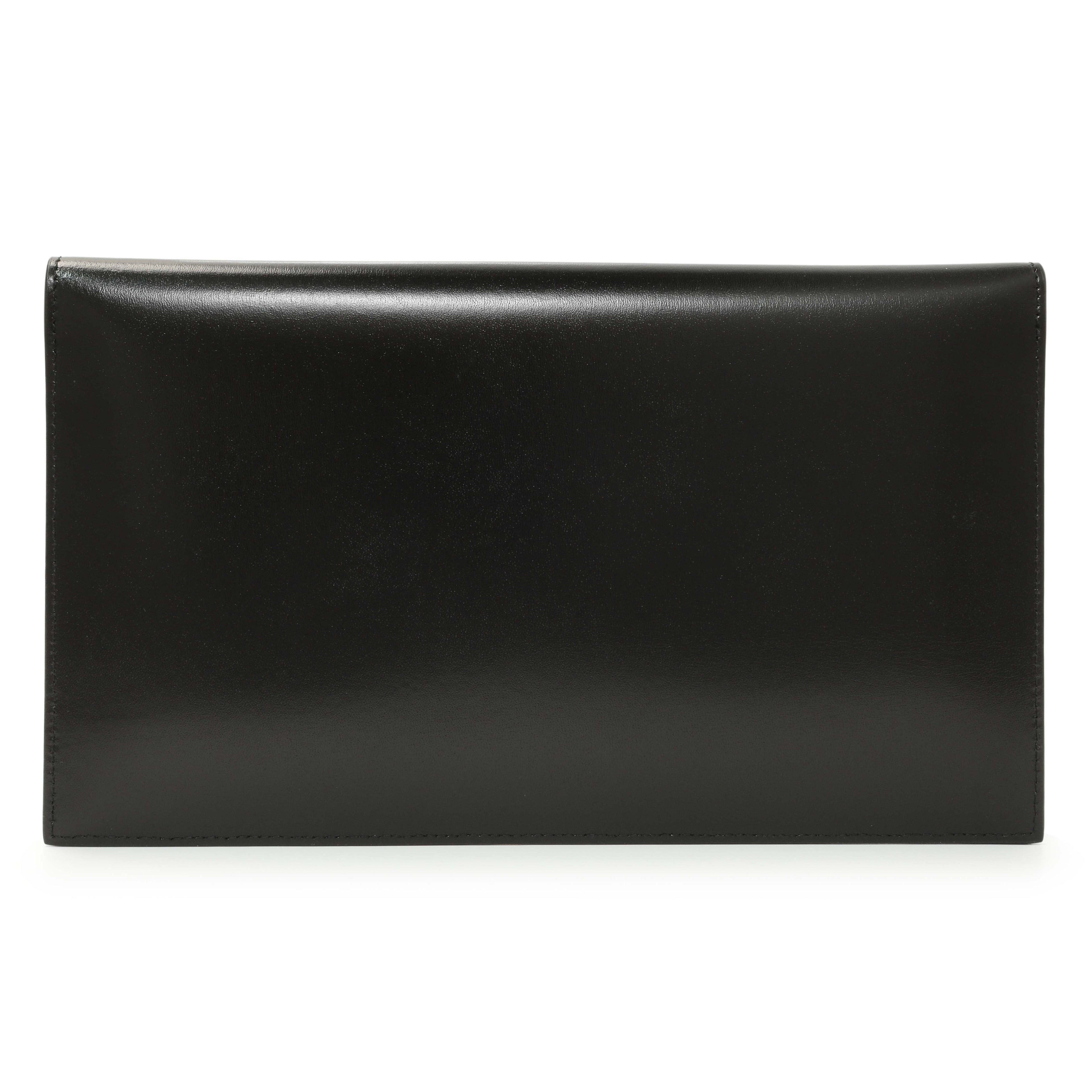 Saint Laurent Black Smooth Shiny Calfskin Monogram Uptown Pouch