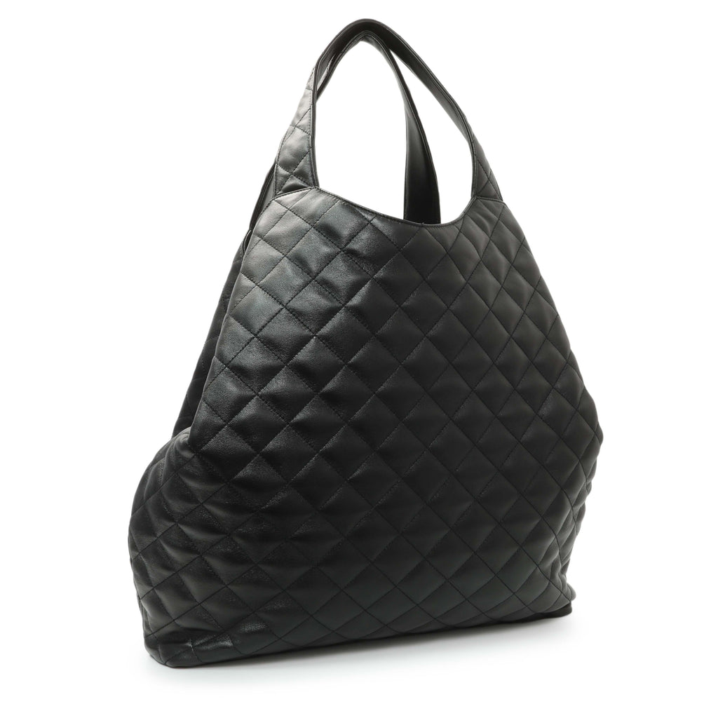 Saint Laurent Black Lambskin Quilted Maxi Icare Shopping Tote