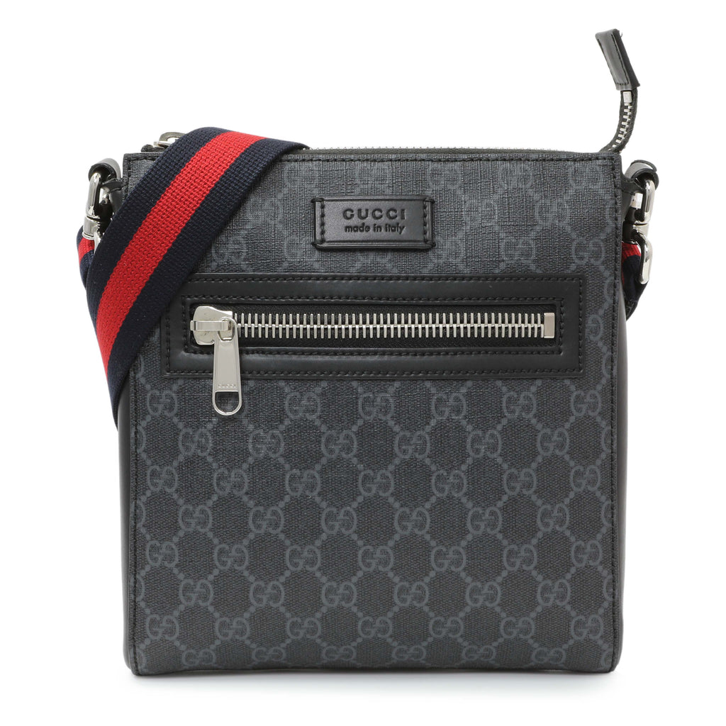 Gucci GG Supreme Monogram Web Small Flat Messenger Bag