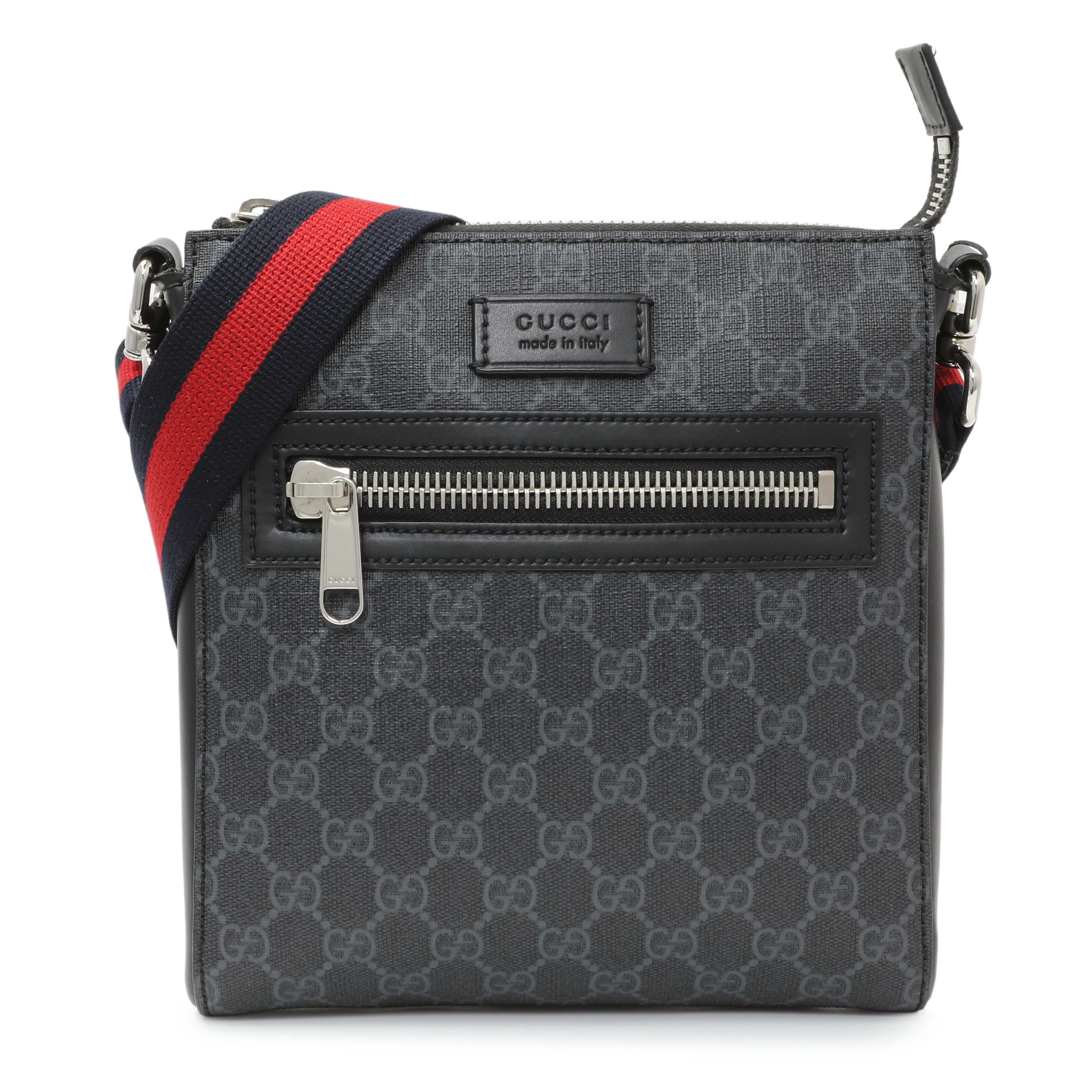 Gucci GG Supreme Monogram Web Small Flat Messenger Bag
