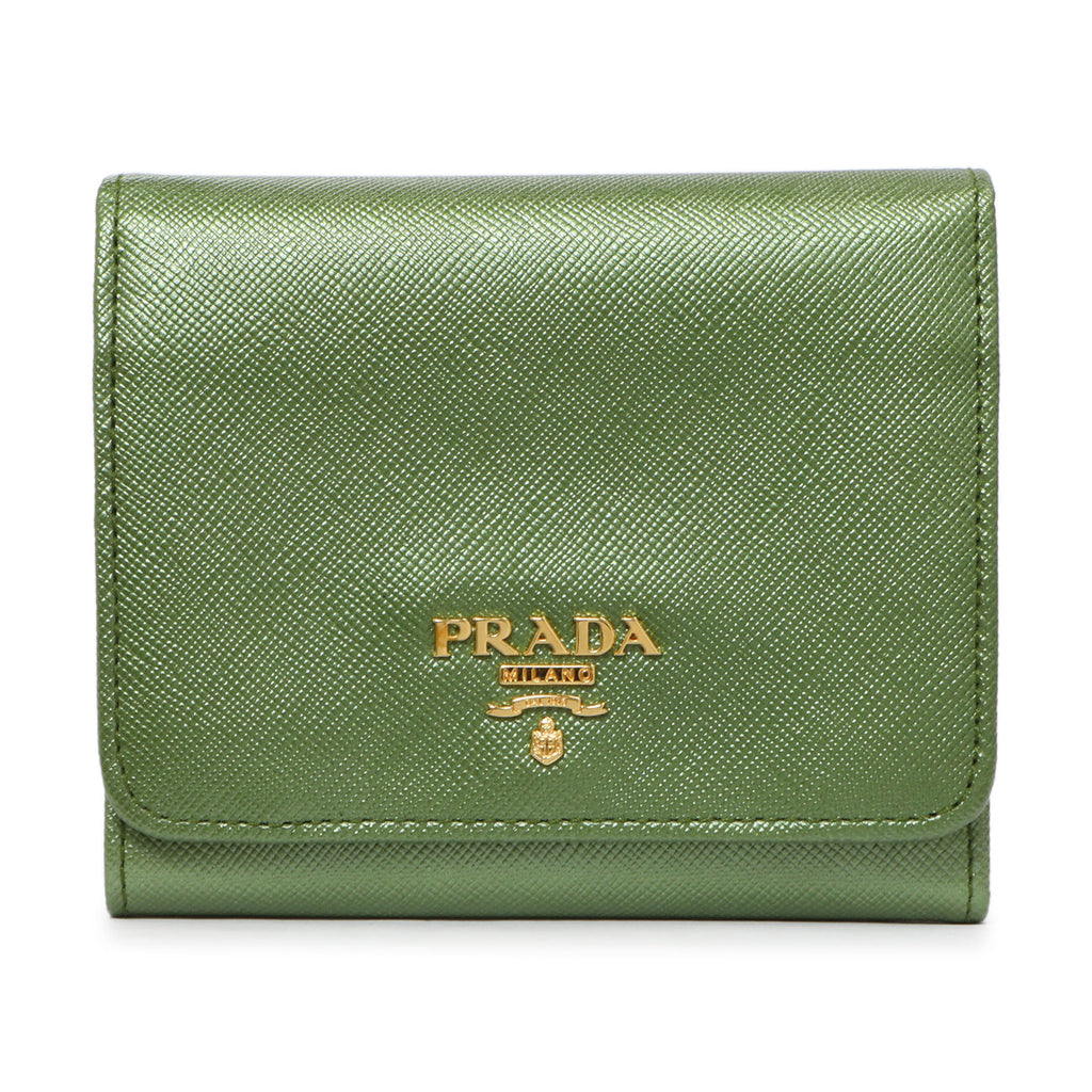 Prada Saffiano Tri-Fold Compact Wallet