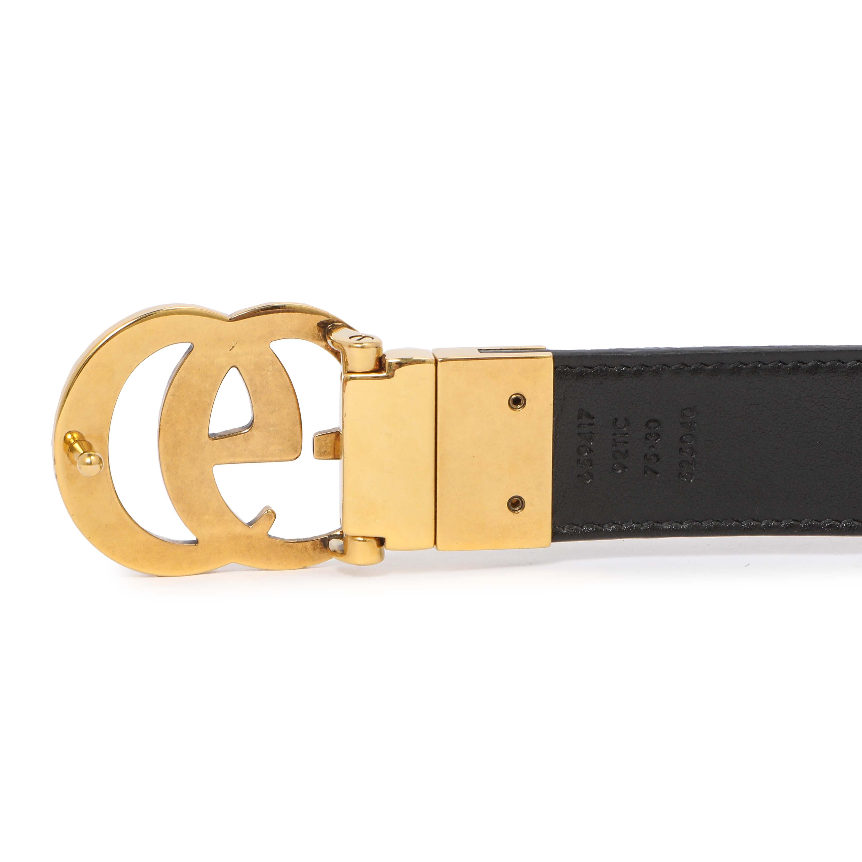 Gucci GG Supreme Monogram Plutone Calfskin Double G Reversible 30mm Belt