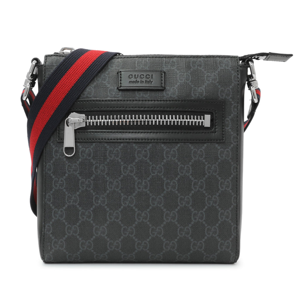 Gucci GG Supreme Monogram Web Small Flat Messenger Bag