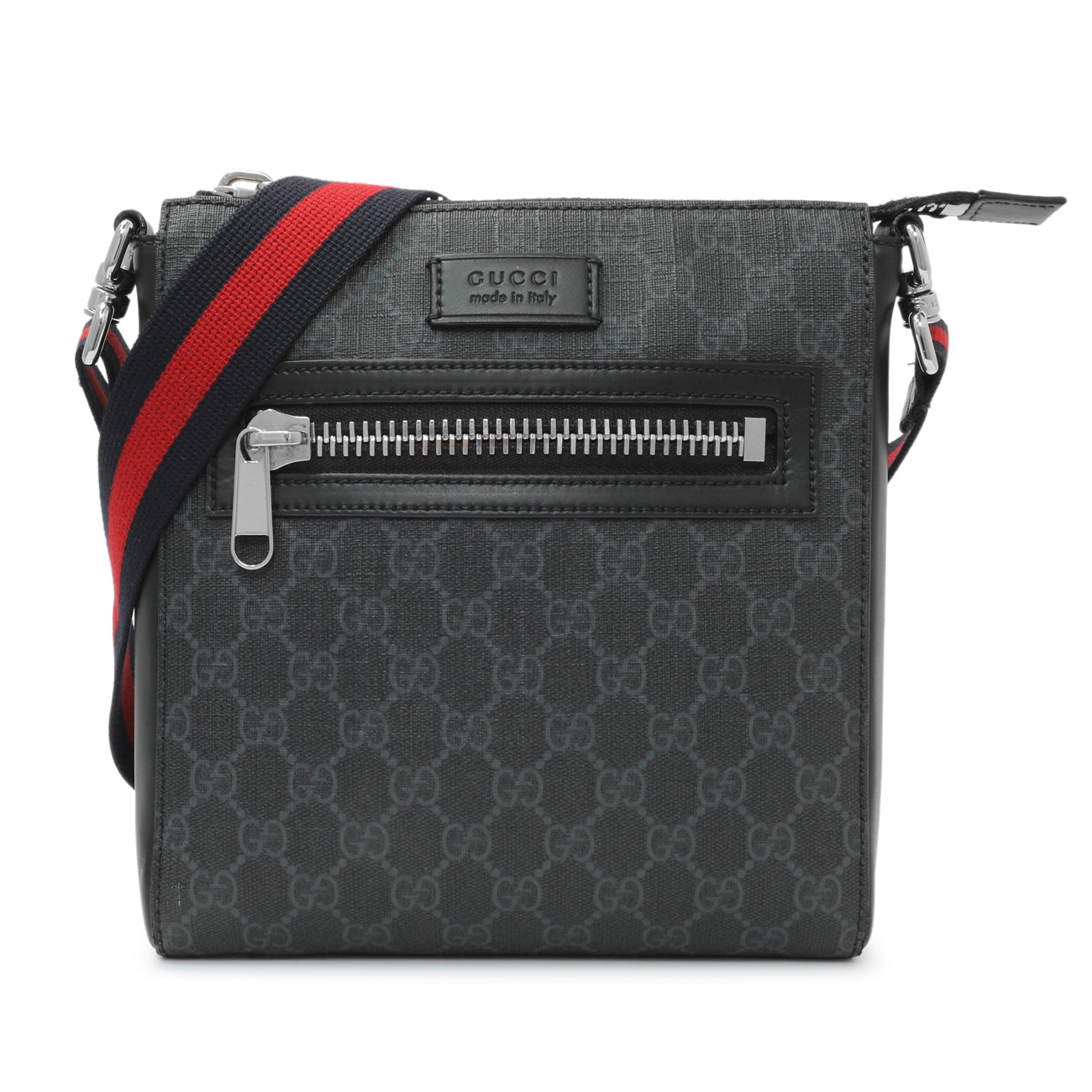Gucci GG Supreme Monogram Web Small Flat Messenger Bag