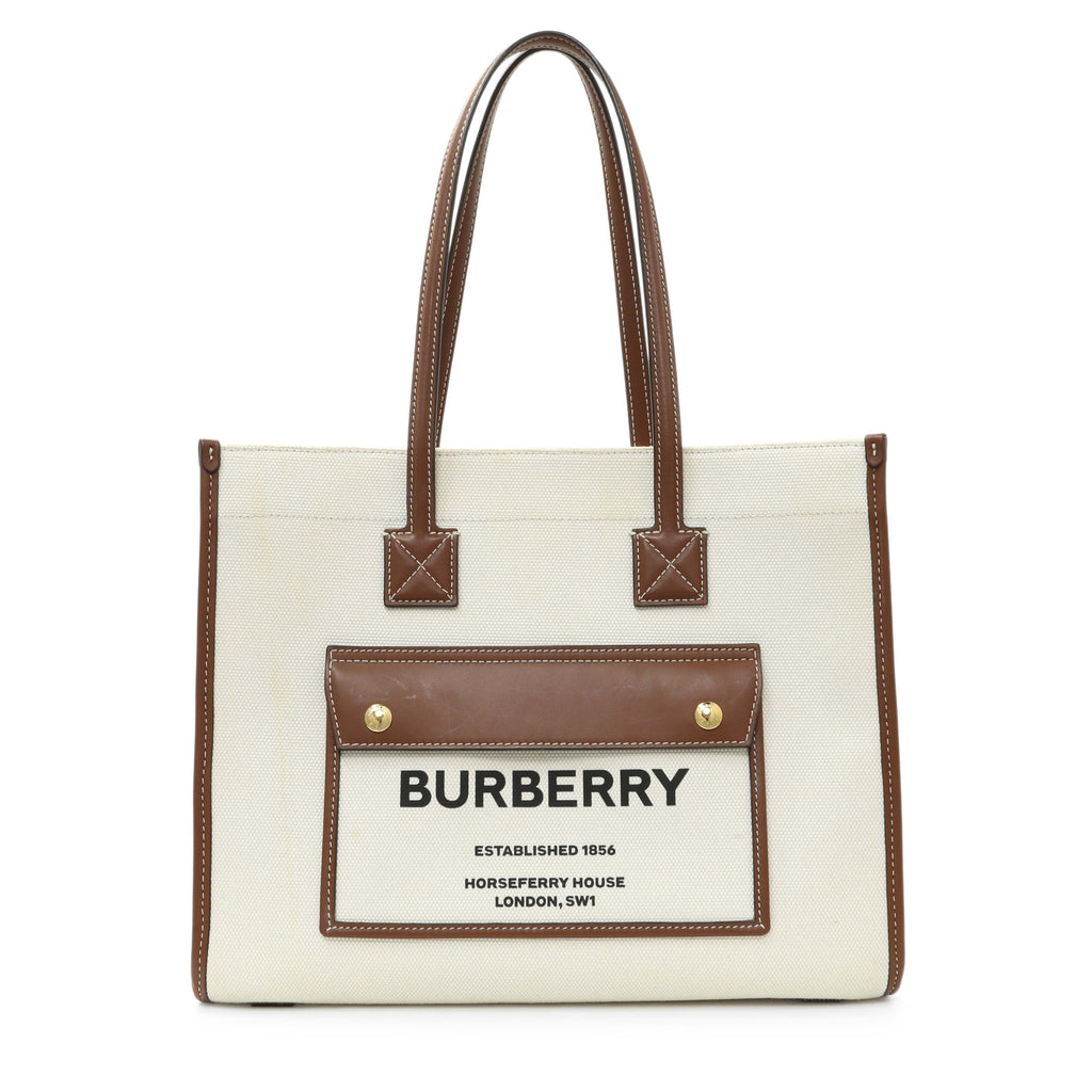 Burberry Canvas Smooth Calfskin Freya Tote