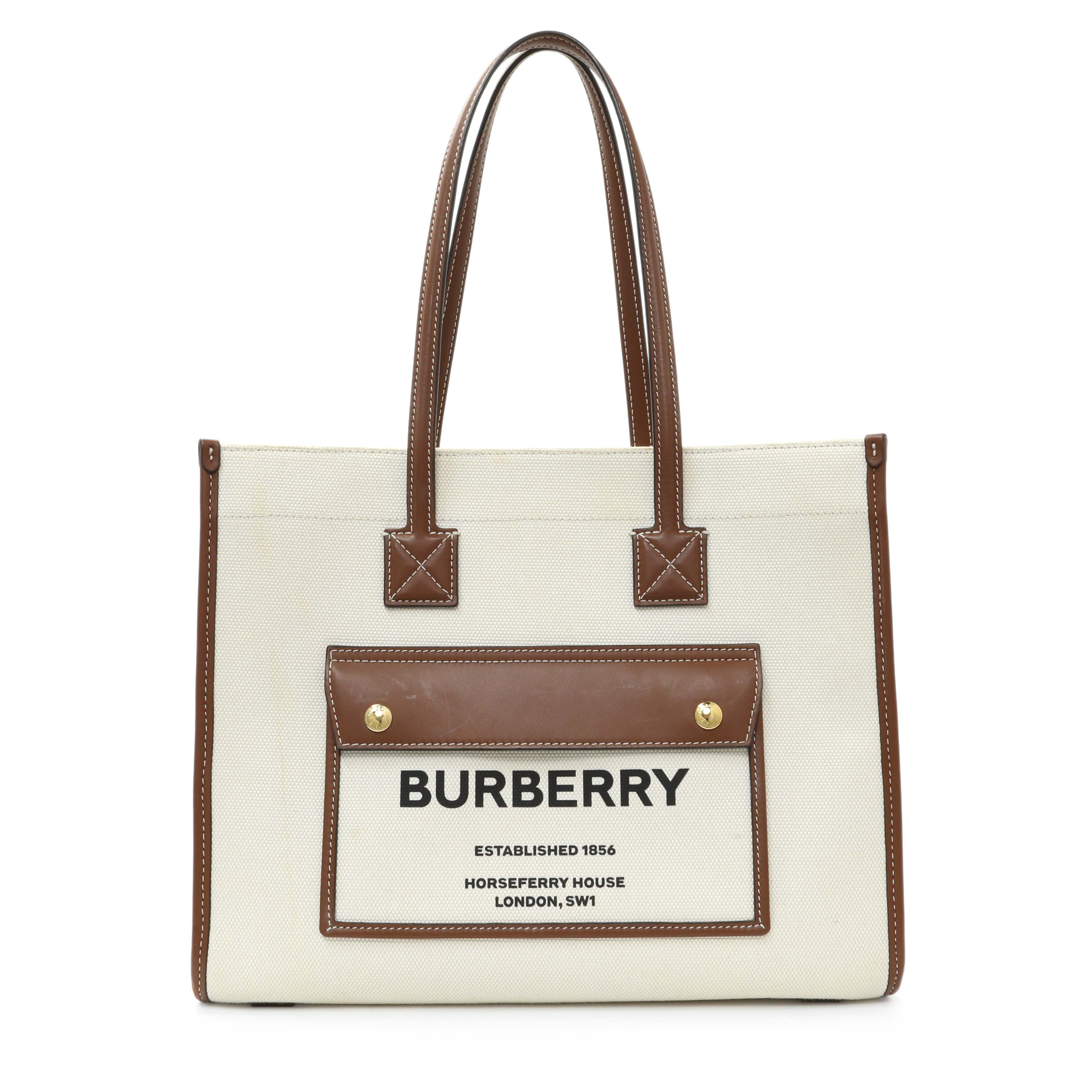 Burberry Canvas Smooth Calfskin Freya Tote