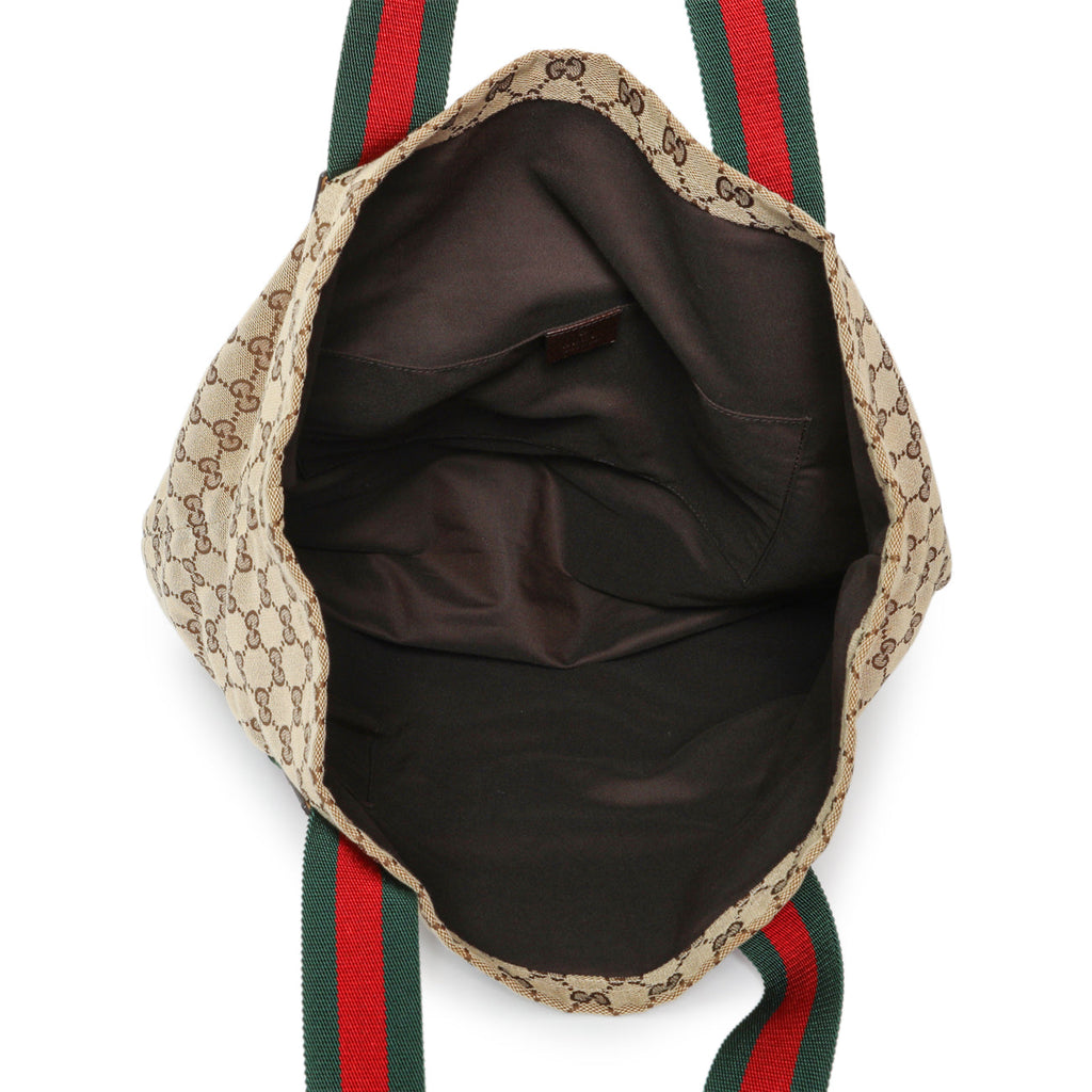 Gucci GG Monogram Medium Web Handle Vertical Tote Dark Brown