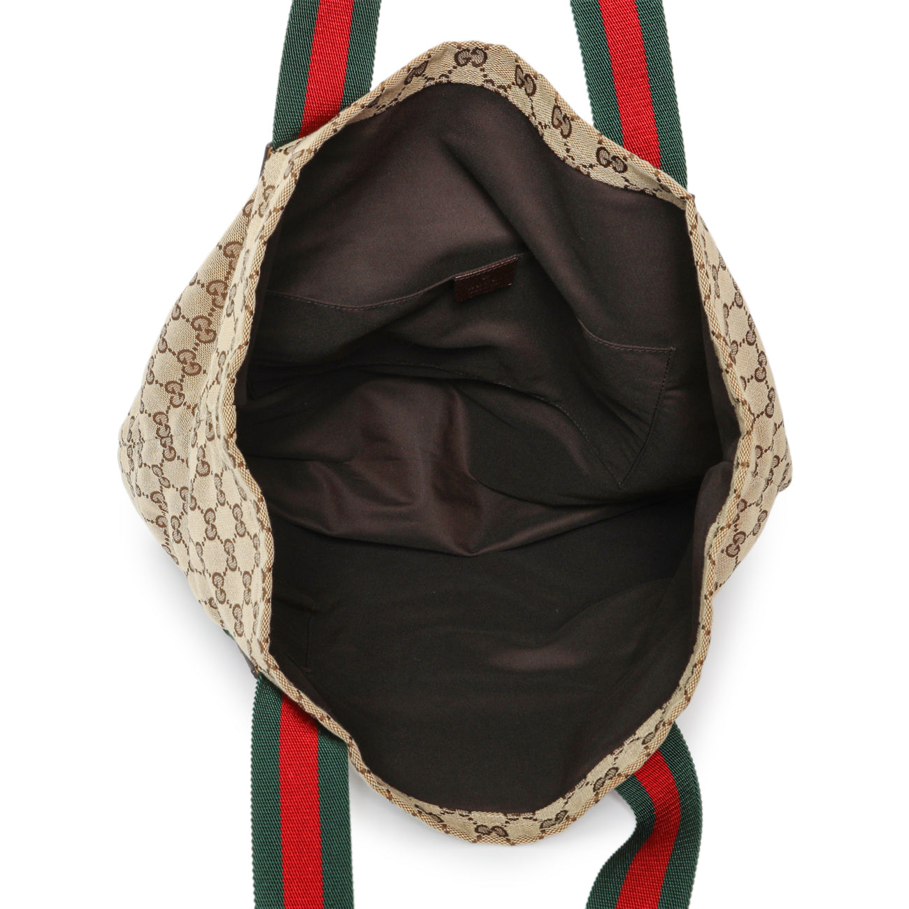 Gucci GG Monogram Medium Web Handle Vertical Tote Dark Brown