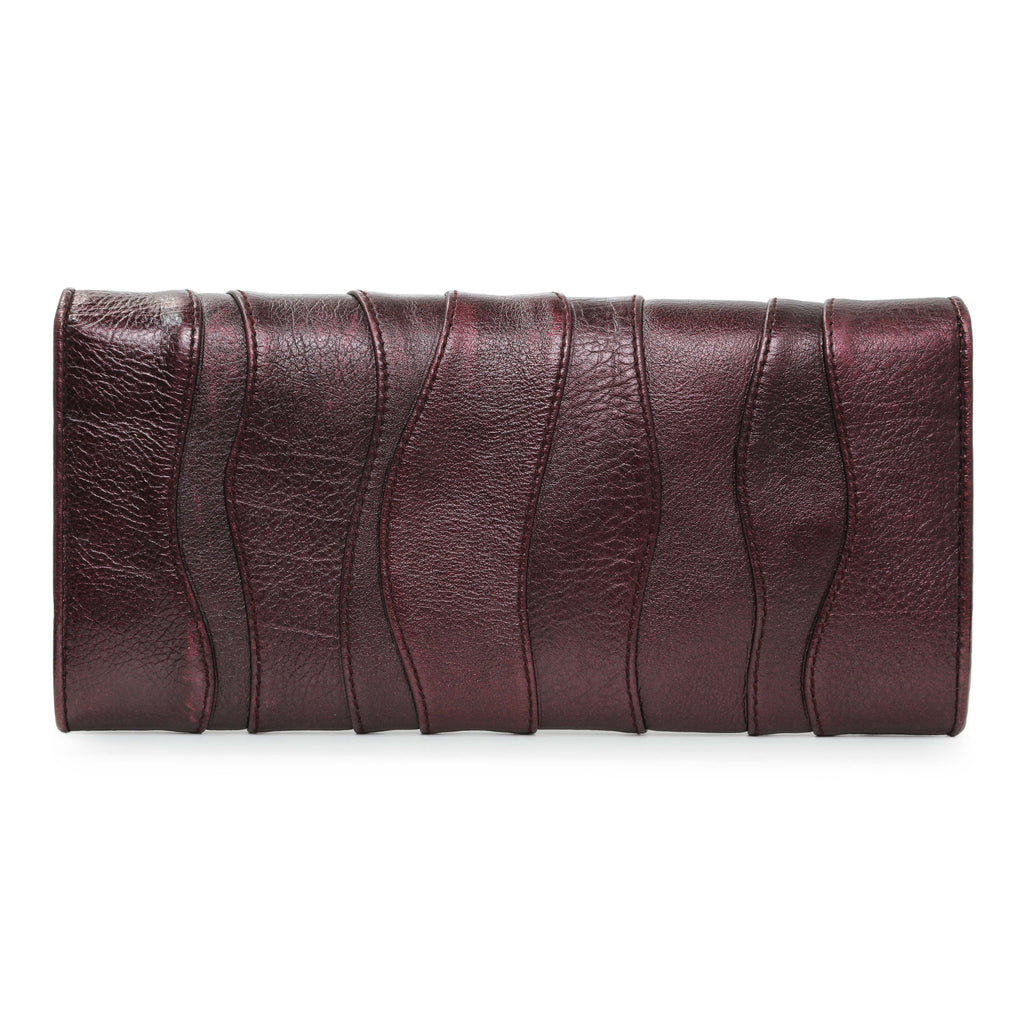 Prada Burgundy Nappa Mordore Stripes Continental Wallet