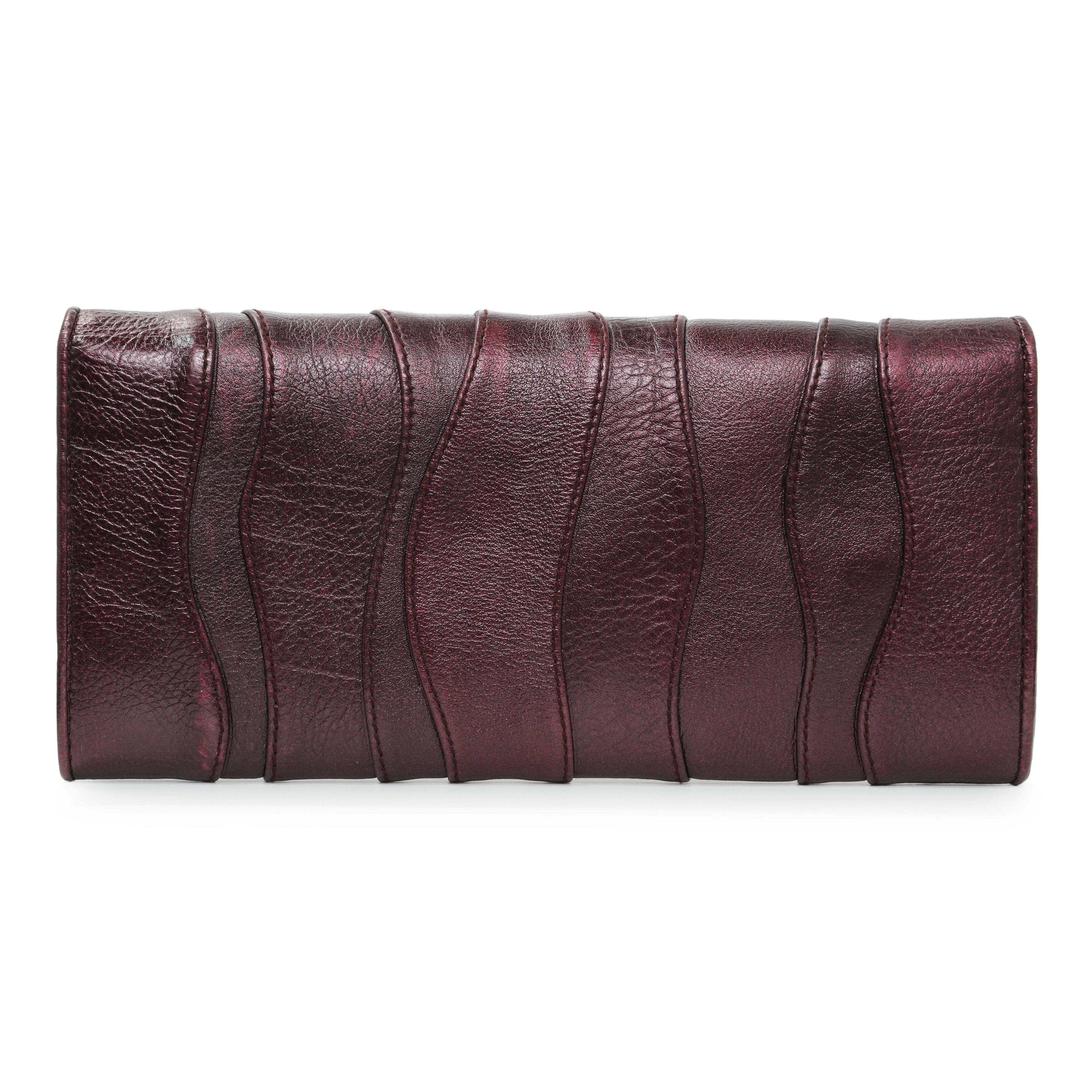 Prada Burgundy Nappa Mordore Stripes Continental Wallet