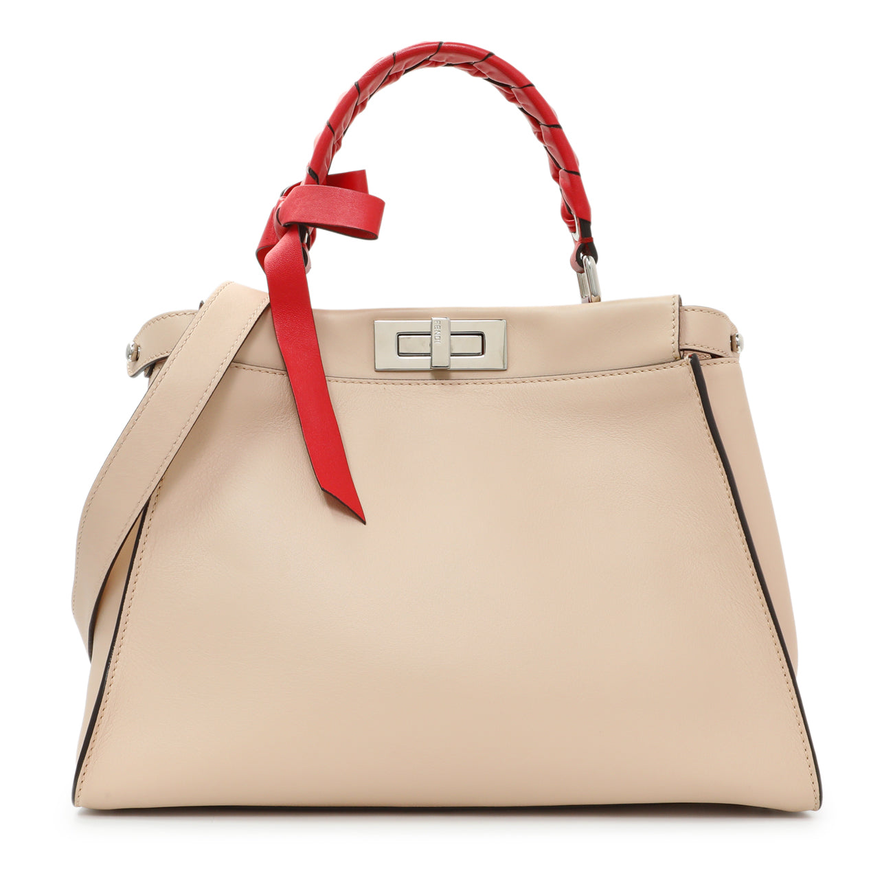 Fendi Rosa Plaster Vitello Medium Peekaboo Iconic Satchel