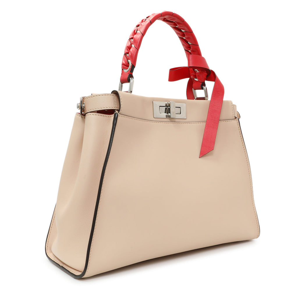 Fendi Rosa Plaster Vitello Medium Peekaboo Iconic Satchel