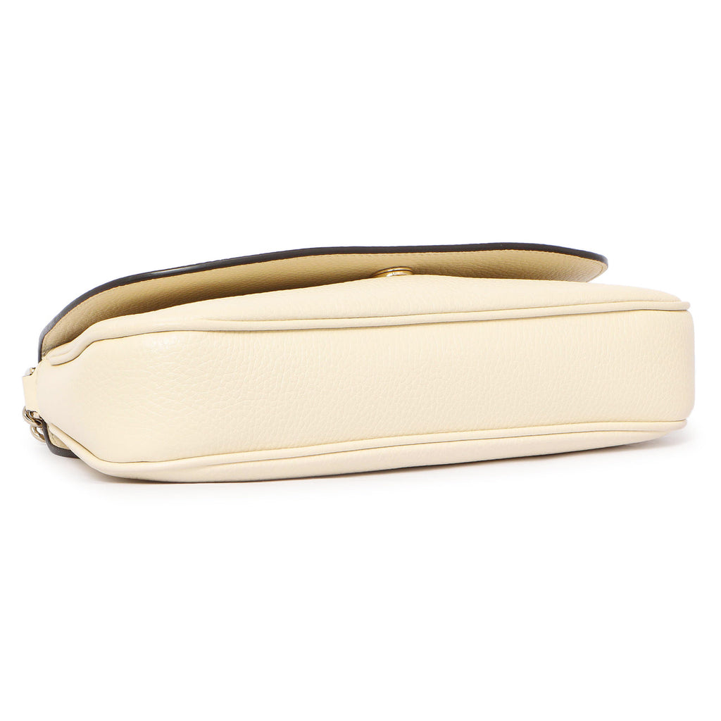 Gucci Ivory Pebbled Calfskin Medium Soho Flap Crossbody