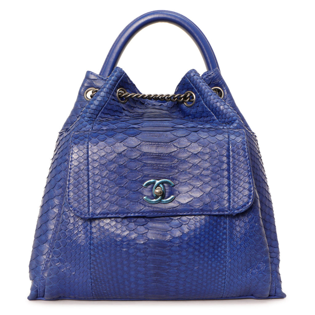 Chanel Blue Python Urban Luxury Drawstring Backpack