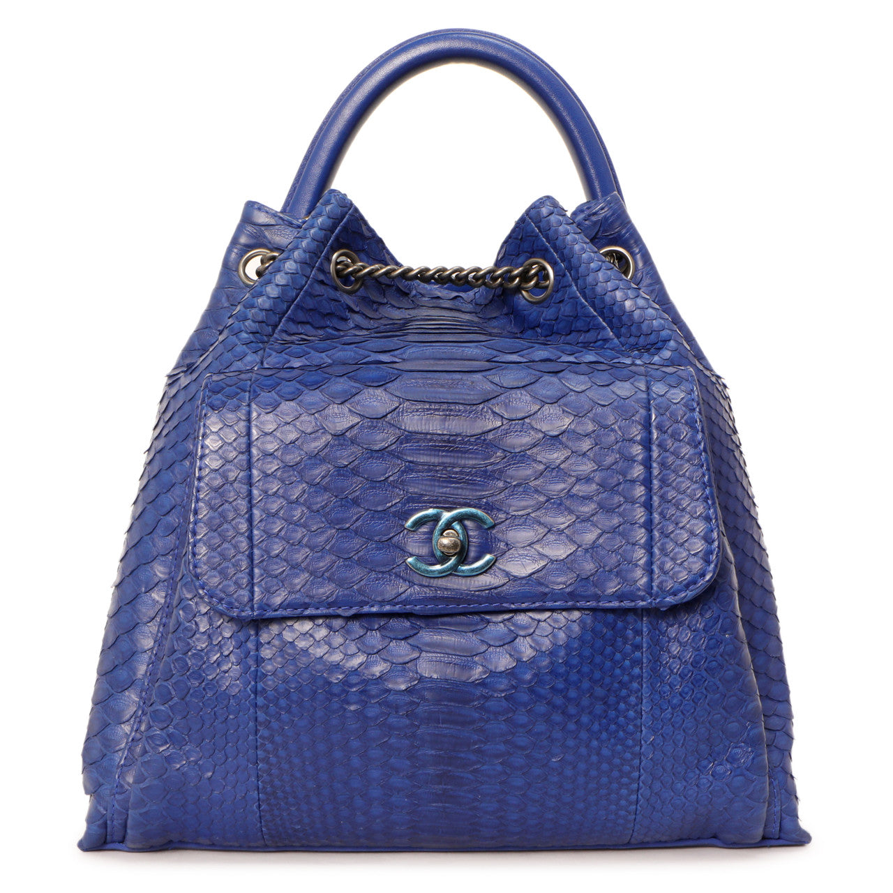 Chanel Blue Python Urban Luxury Drawstring Backpack