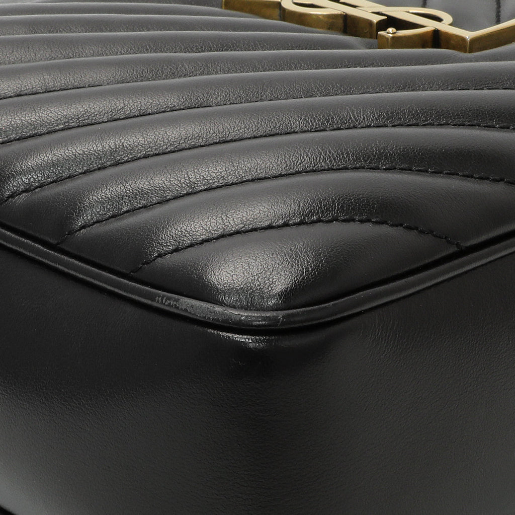Saint Laurent Black Calfskin Matelasse Monogram Lou Camera Bag