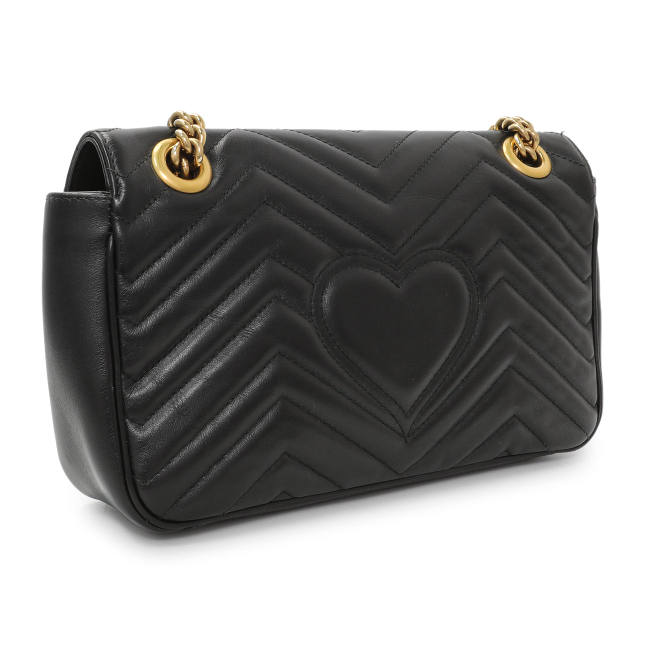 Gucci Black Calfskin Matelasse Small GG Marmont Shoulder Bag