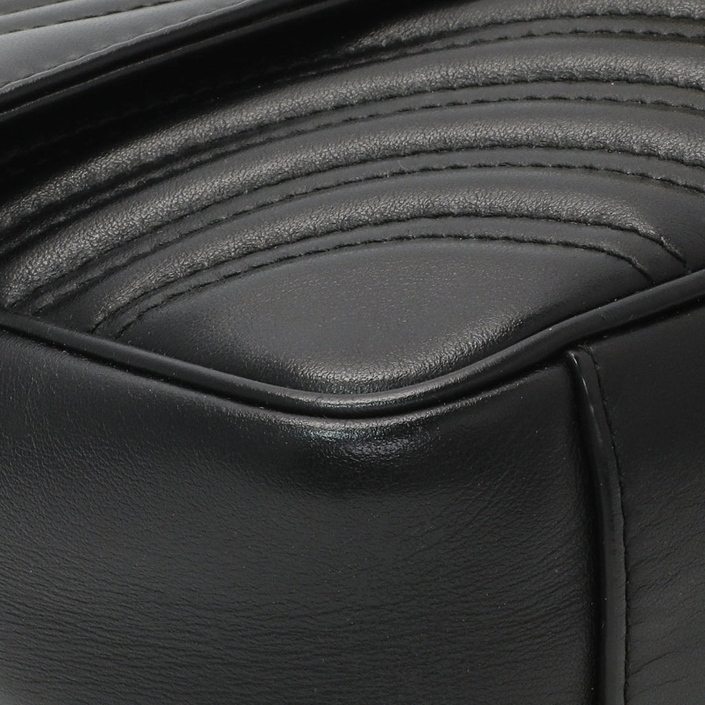 Gucci Black Calfskin Matelasse Small GG Marmont Shoulder Bag