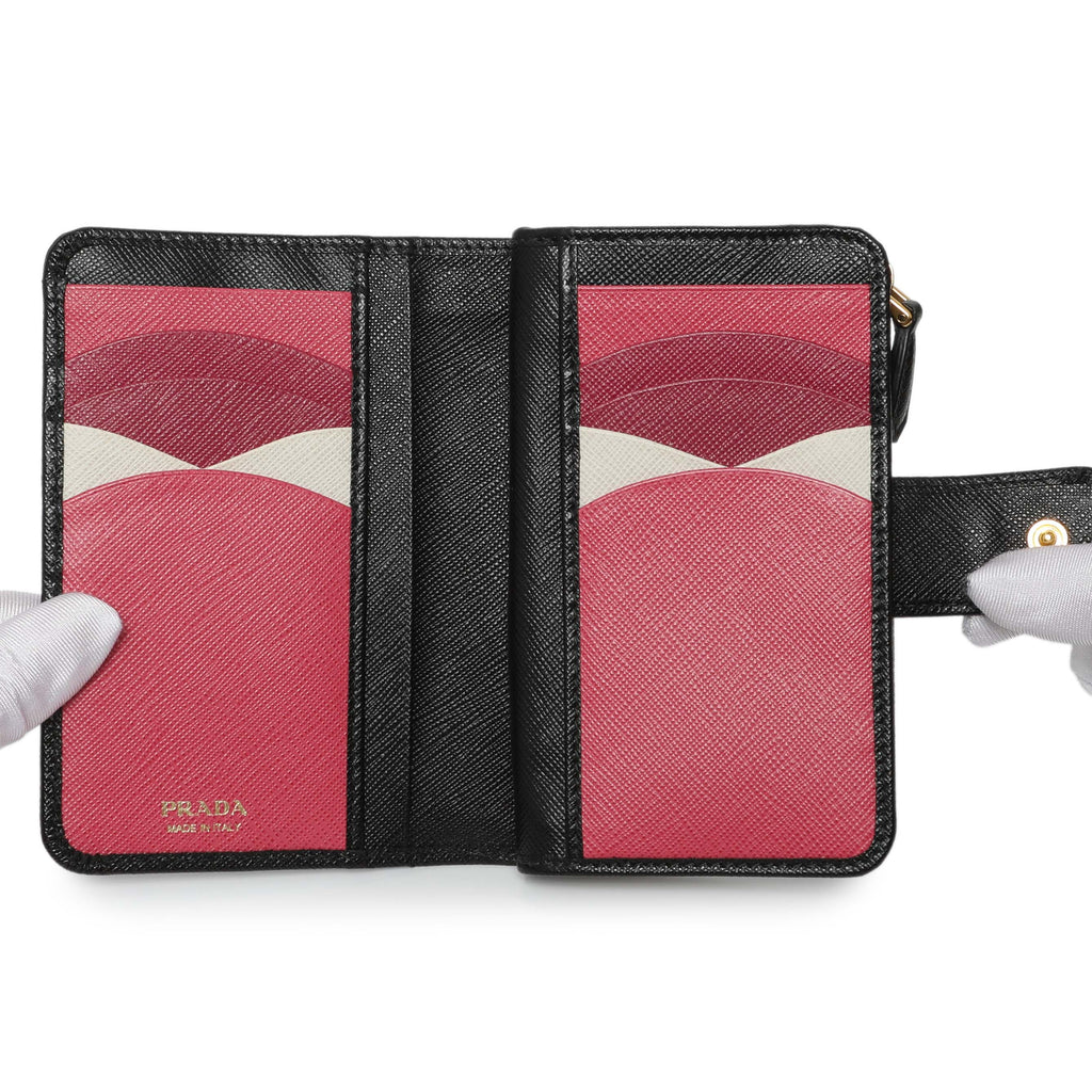 Prada Black Saffiano Compact Wallet