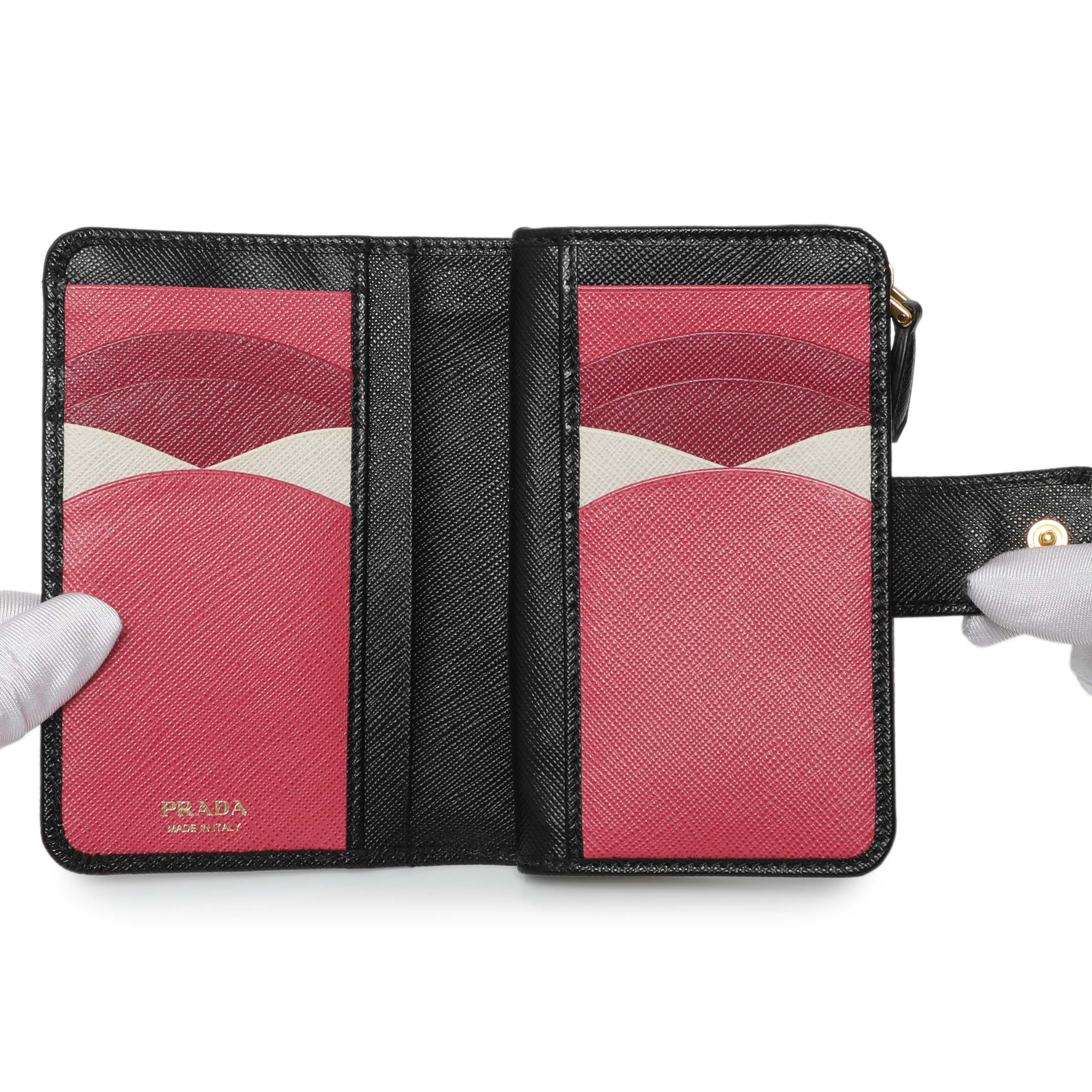 Prada Black Saffiano Compact Wallet