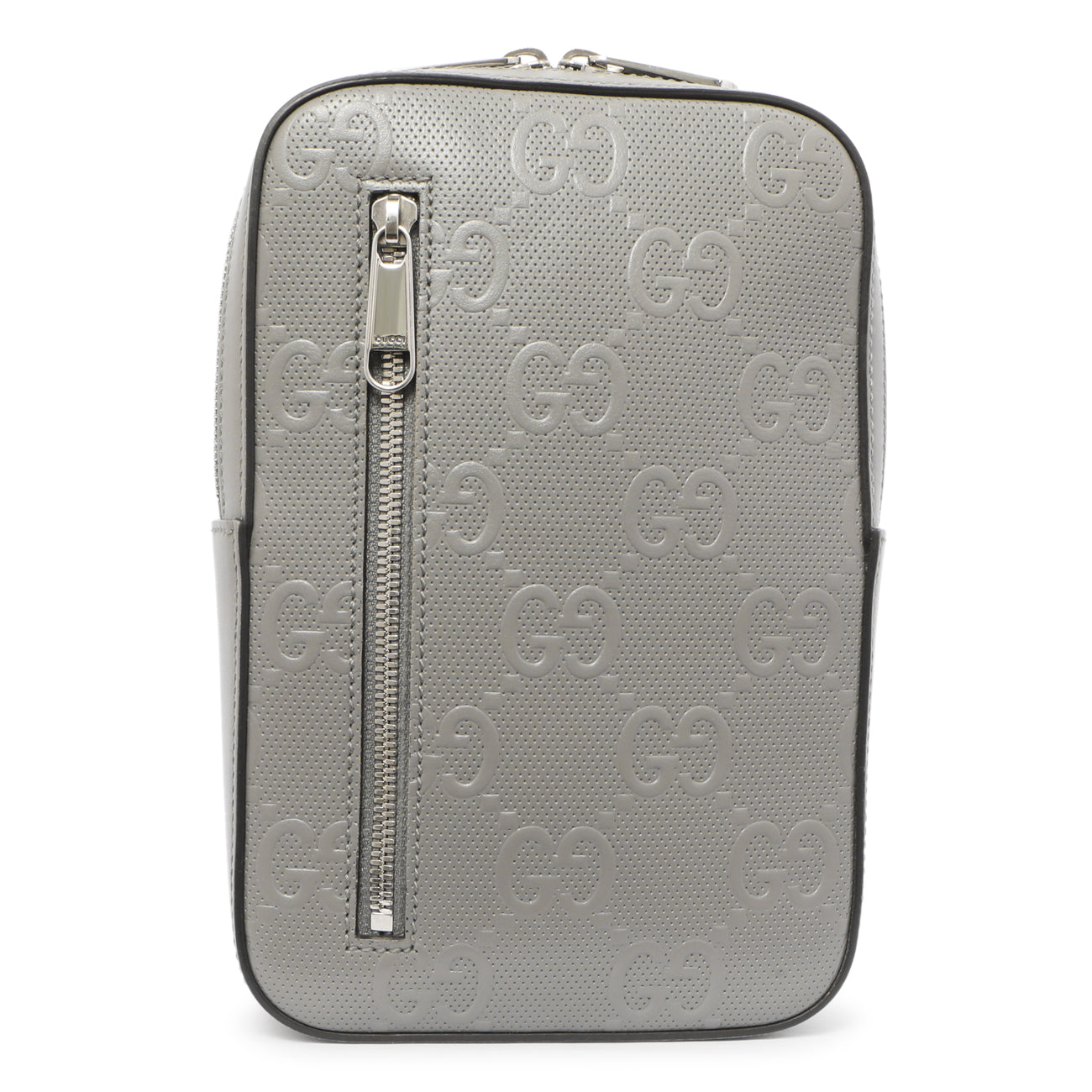 Gucci Grey Calfskin GG Tennis Embossed Sling Backpack