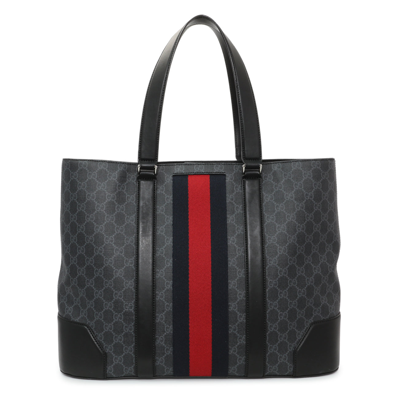 Gucci Black GG Supreme Monogram Web Tote