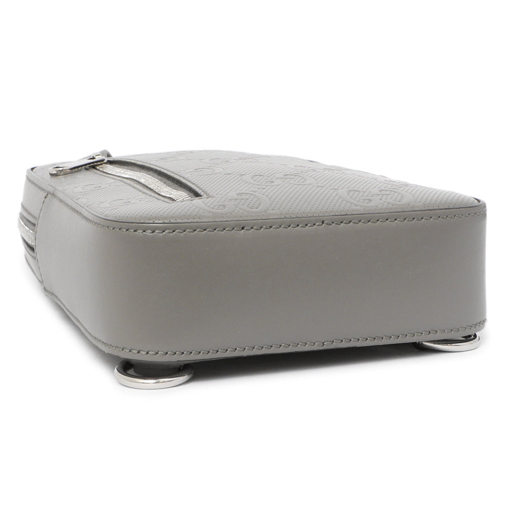 Gucci Grey Calfskin GG Tennis Embossed Sling Backpack