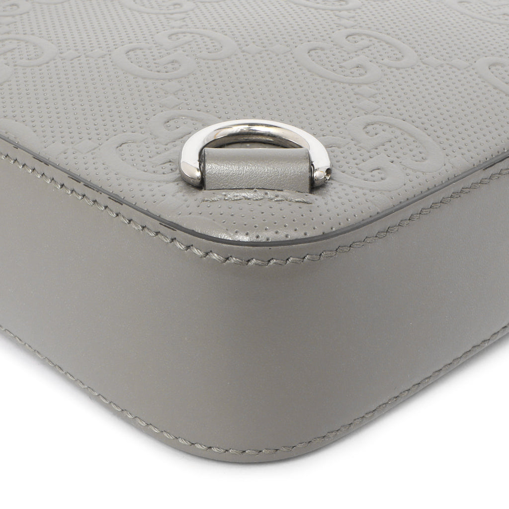 Gucci Grey Calfskin GG Tennis Embossed Sling Backpack