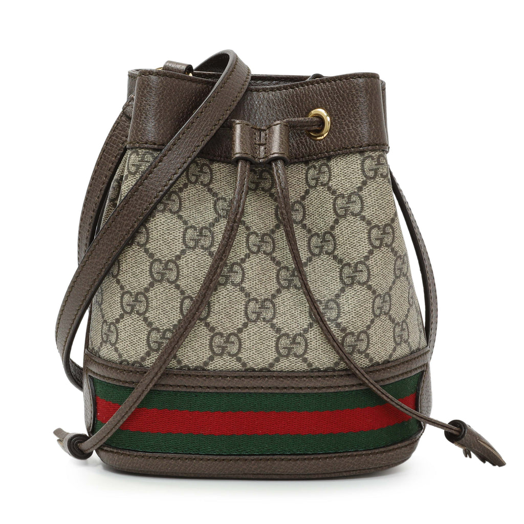 Gucci GG Supreme Monogram Web Mini Ophidia Bucket Bag