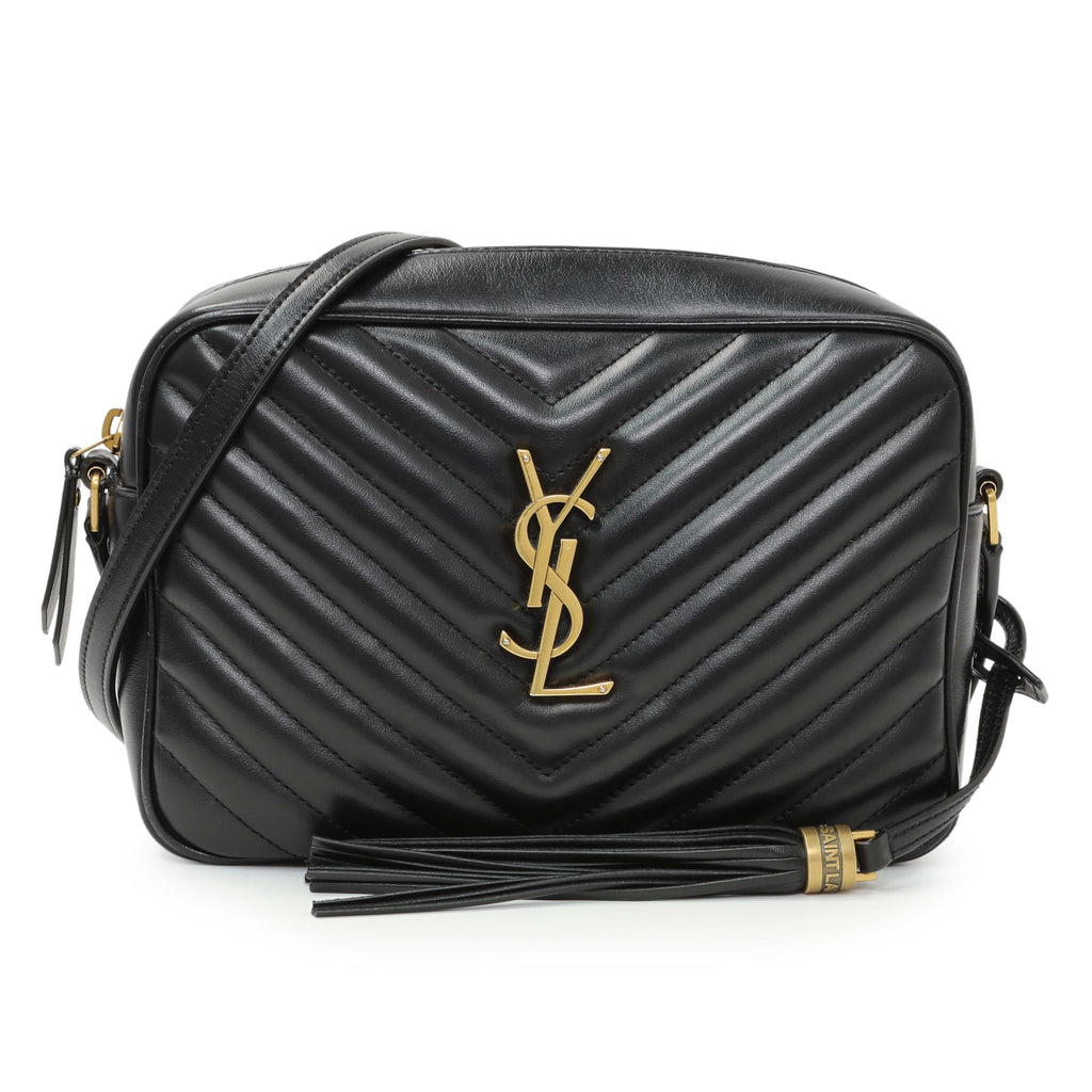 Saint Laurent Black Calfskin Matelasse Monogram Lou Camera Bag