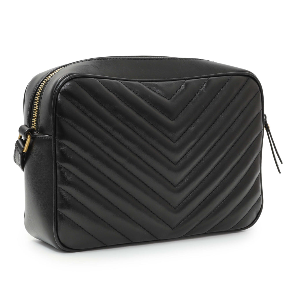 Saint Laurent Black Calfskin Matelasse Monogram Lou Camera Bag