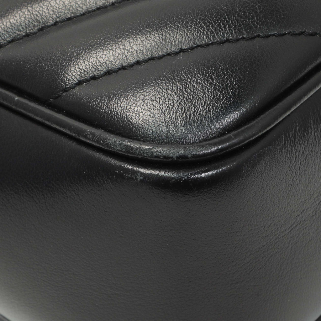 Saint Laurent Black Calfskin Matelasse Monogram Lou Camera Bag