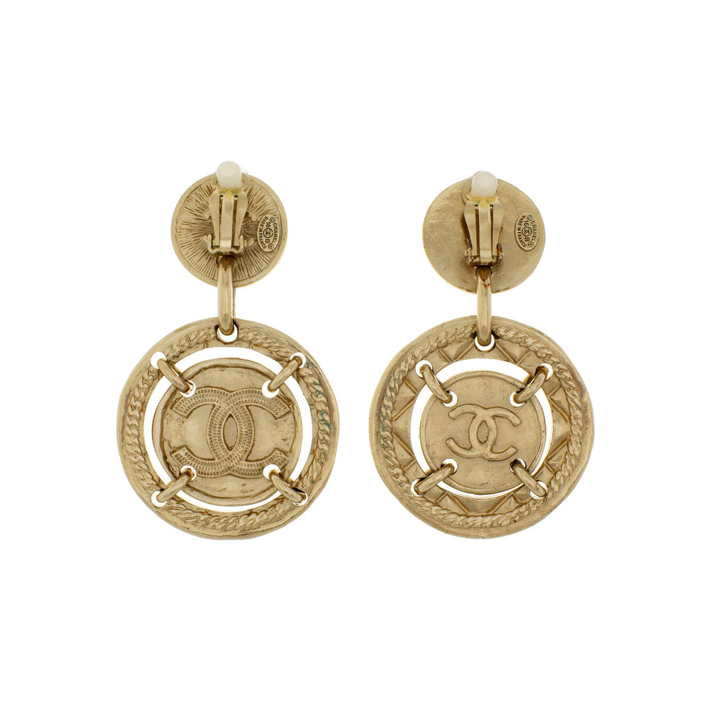Chanel Round CC Coin Clip On Earrings