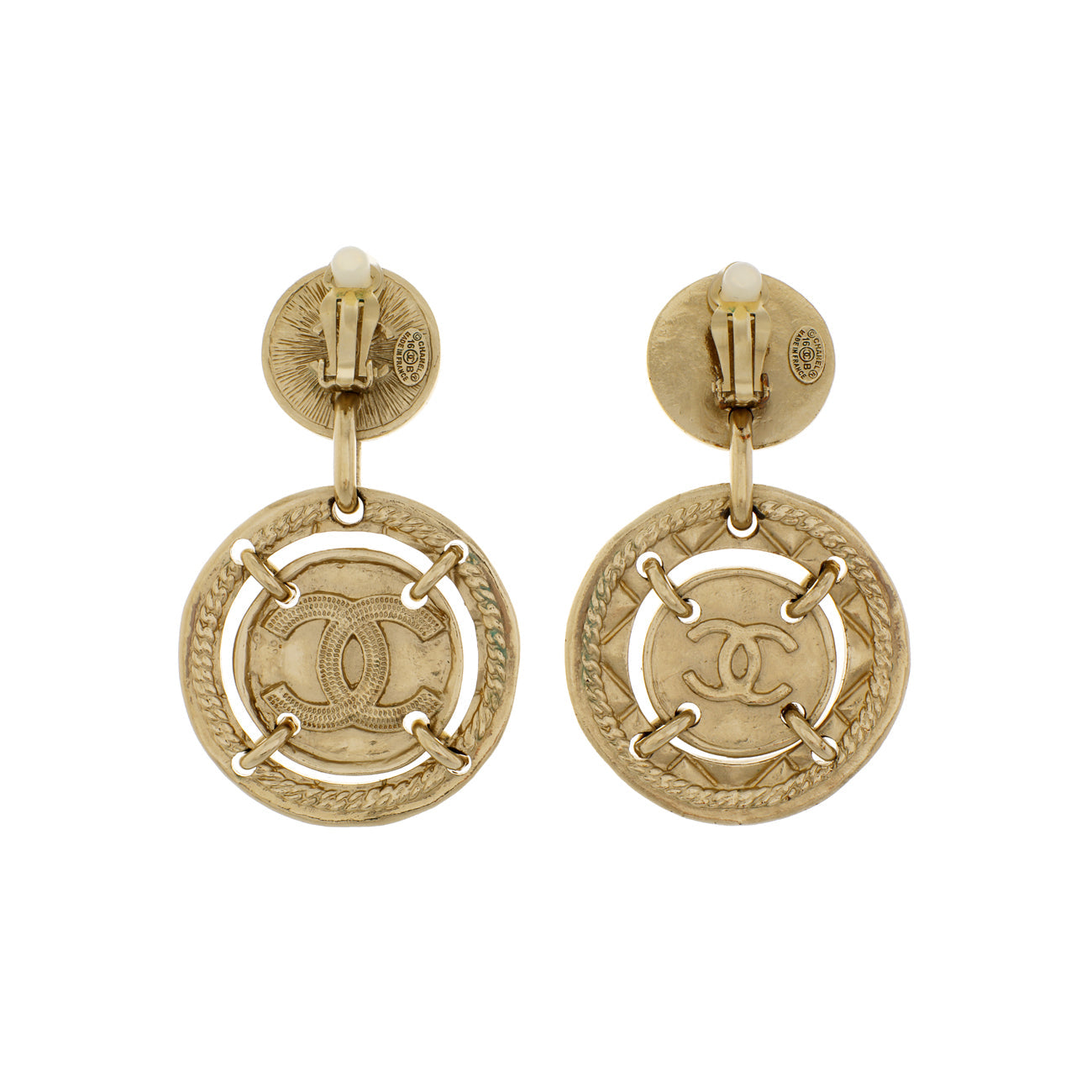 Chanel Round CC Coin Clip On Earrings