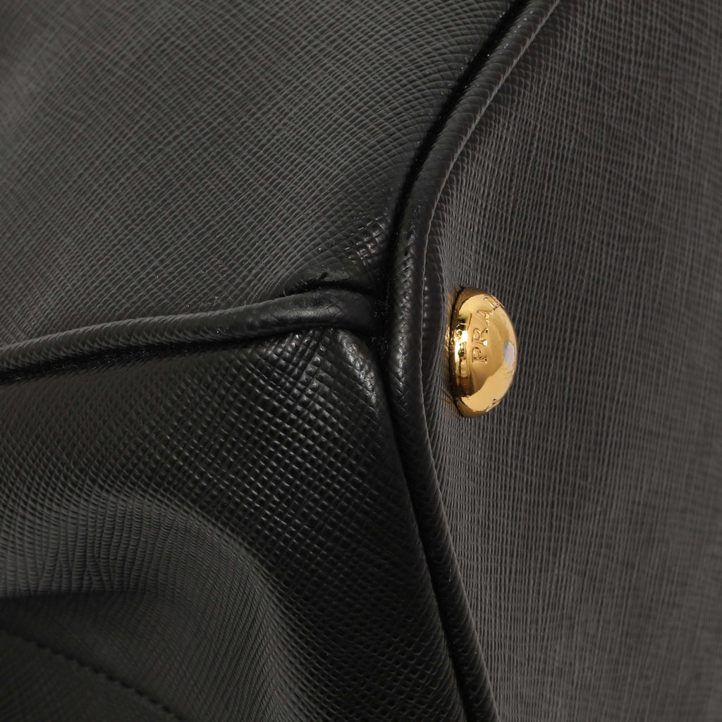 Prada Black Saffiano Small Galleria Double Zip Tote