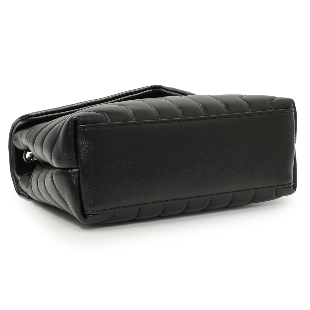 Saint Laurent Black Calfskin Y Quilted Monogram Small Loulou Chain Satchel