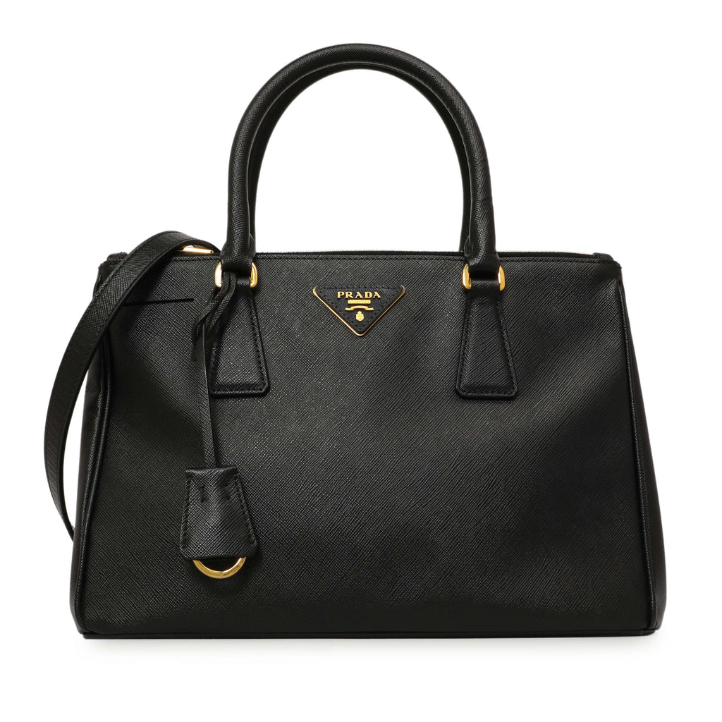Prada Black Saffiano Small Galleria Double Zip Tote