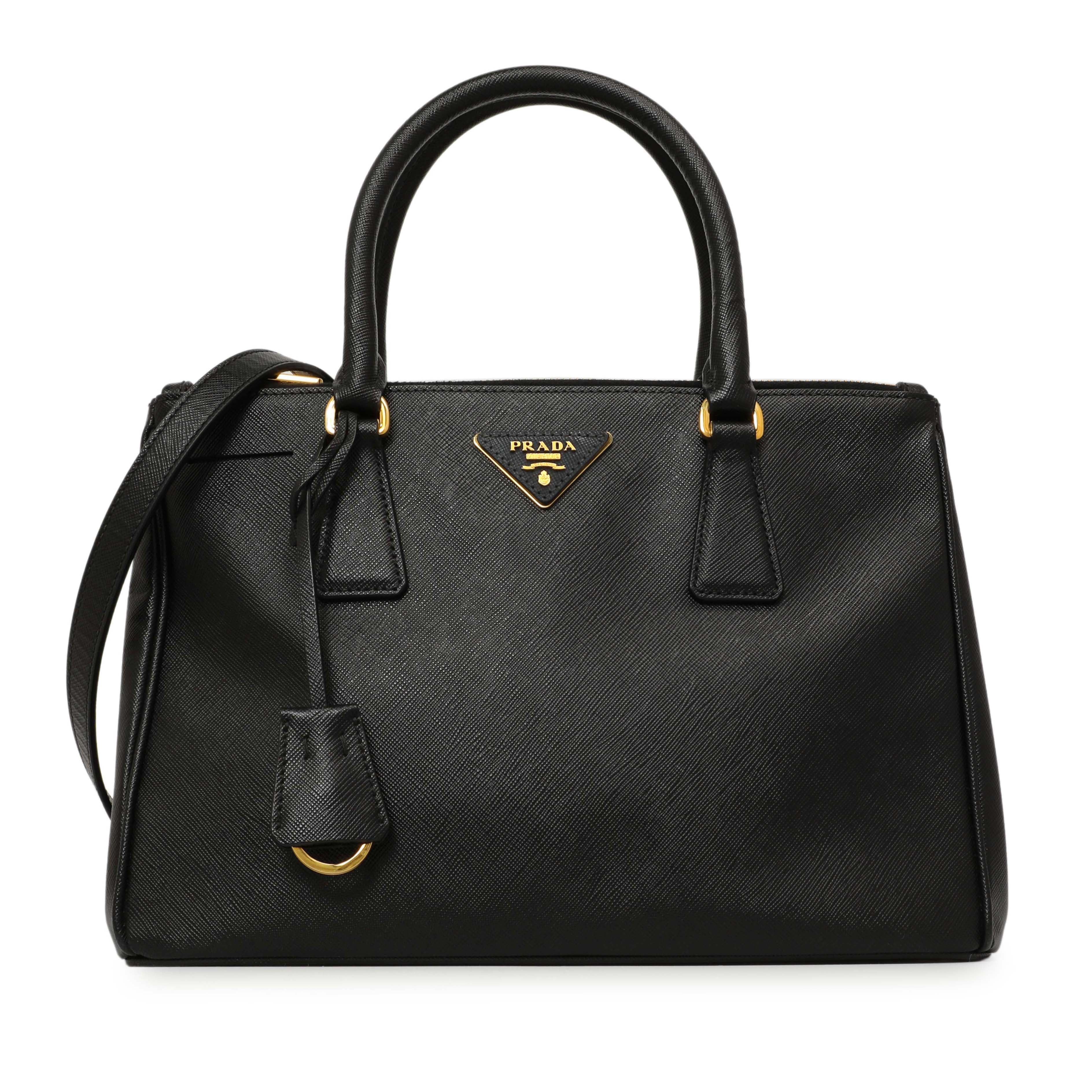 Prada Black Saffiano Small Galleria Double Zip Tote