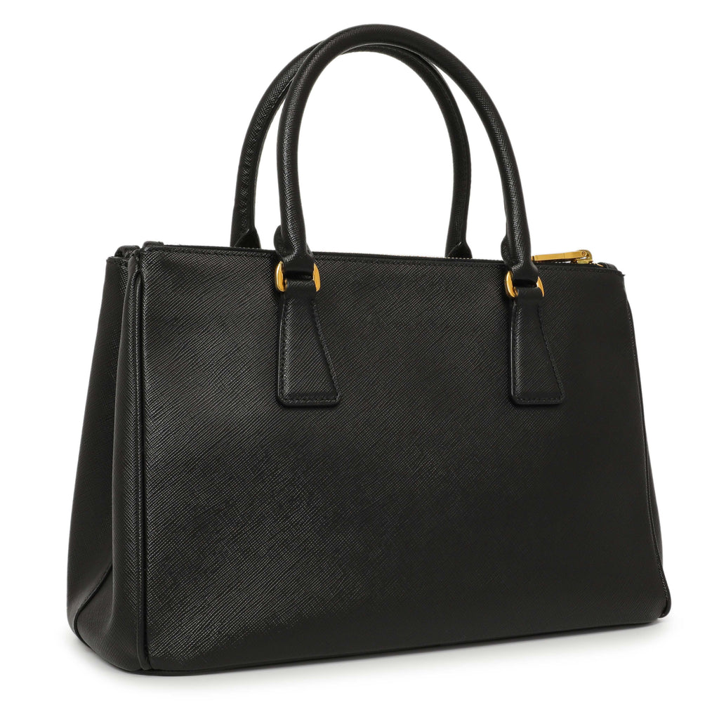 Prada Black Saffiano Small Galleria Double Zip Tote