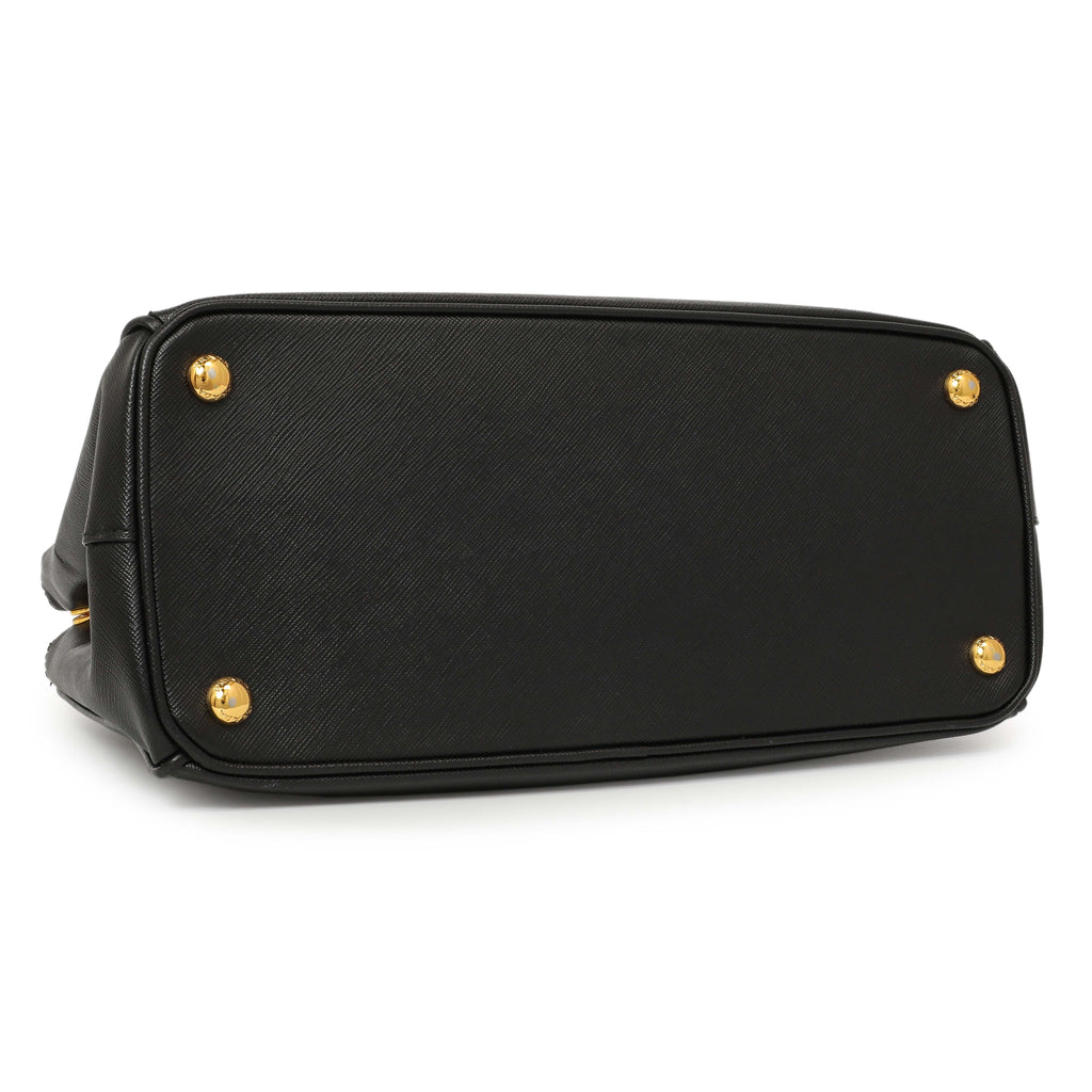 Prada Black Saffiano Small Galleria Double Zip Tote