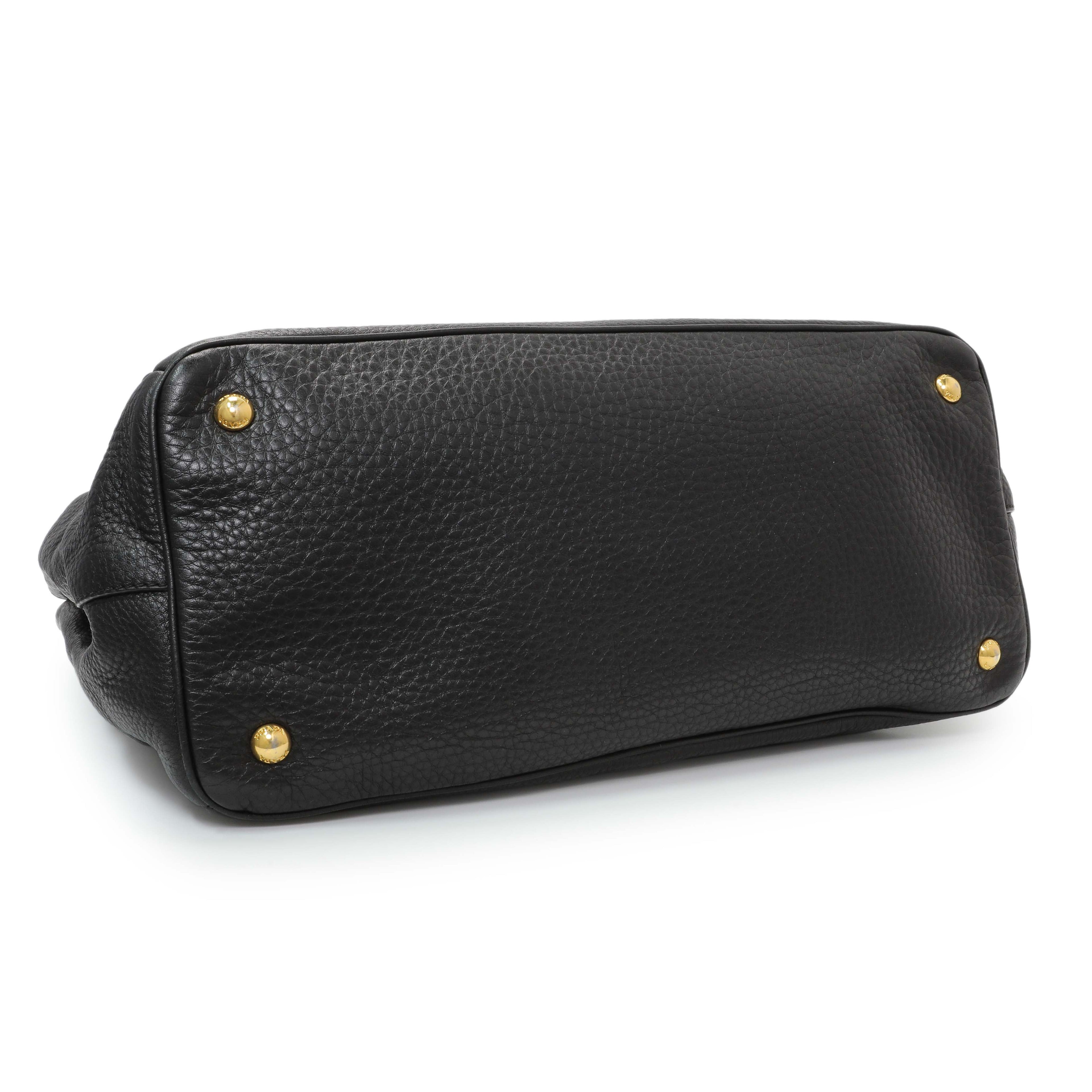 Prada Black Vitello Daino Shopping Tote