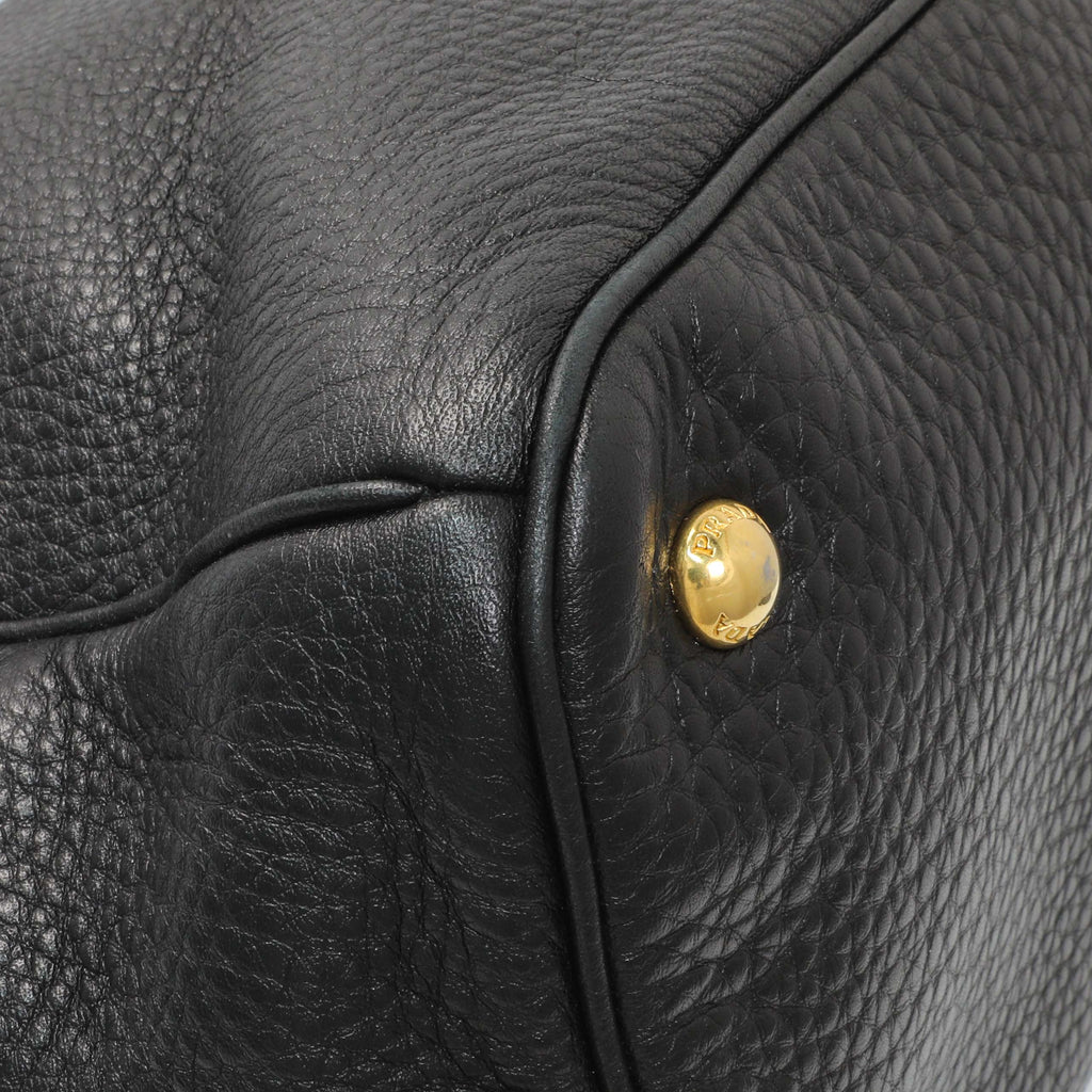 Prada Black Vitello Daino Shopping Tote
