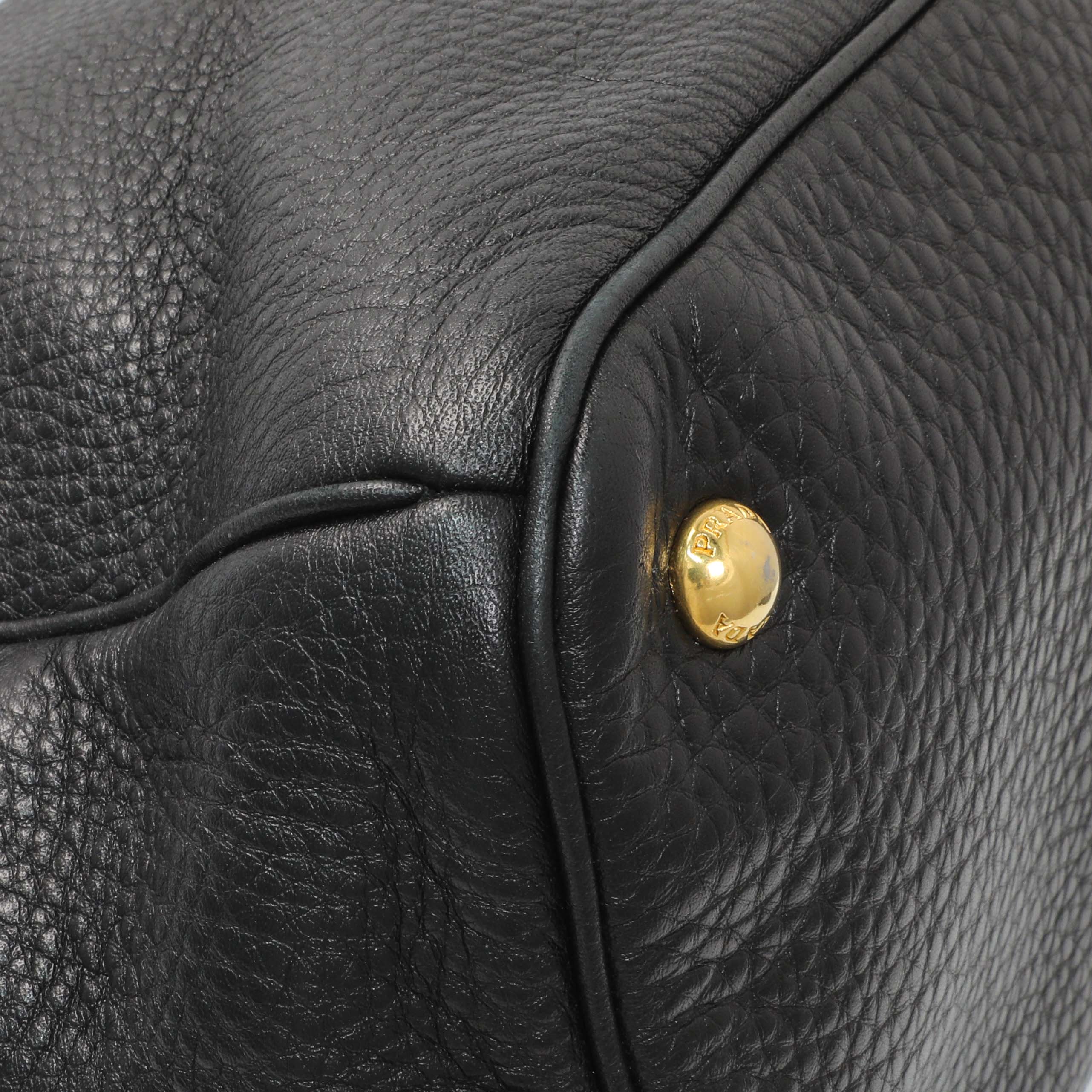 Prada Black Vitello Daino Shopping Tote