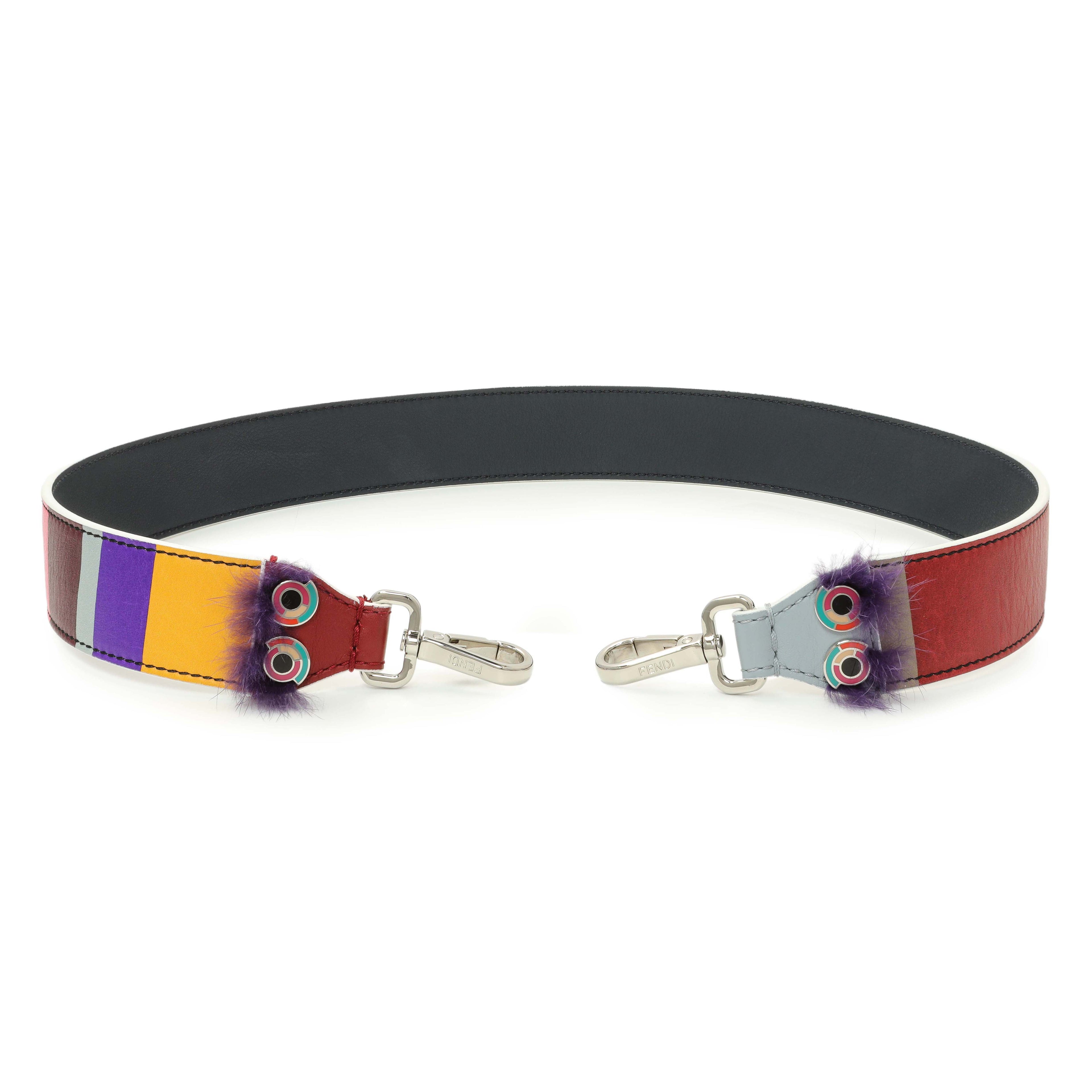 Fendi Multicolor Calfskin Striped Monster Strap You