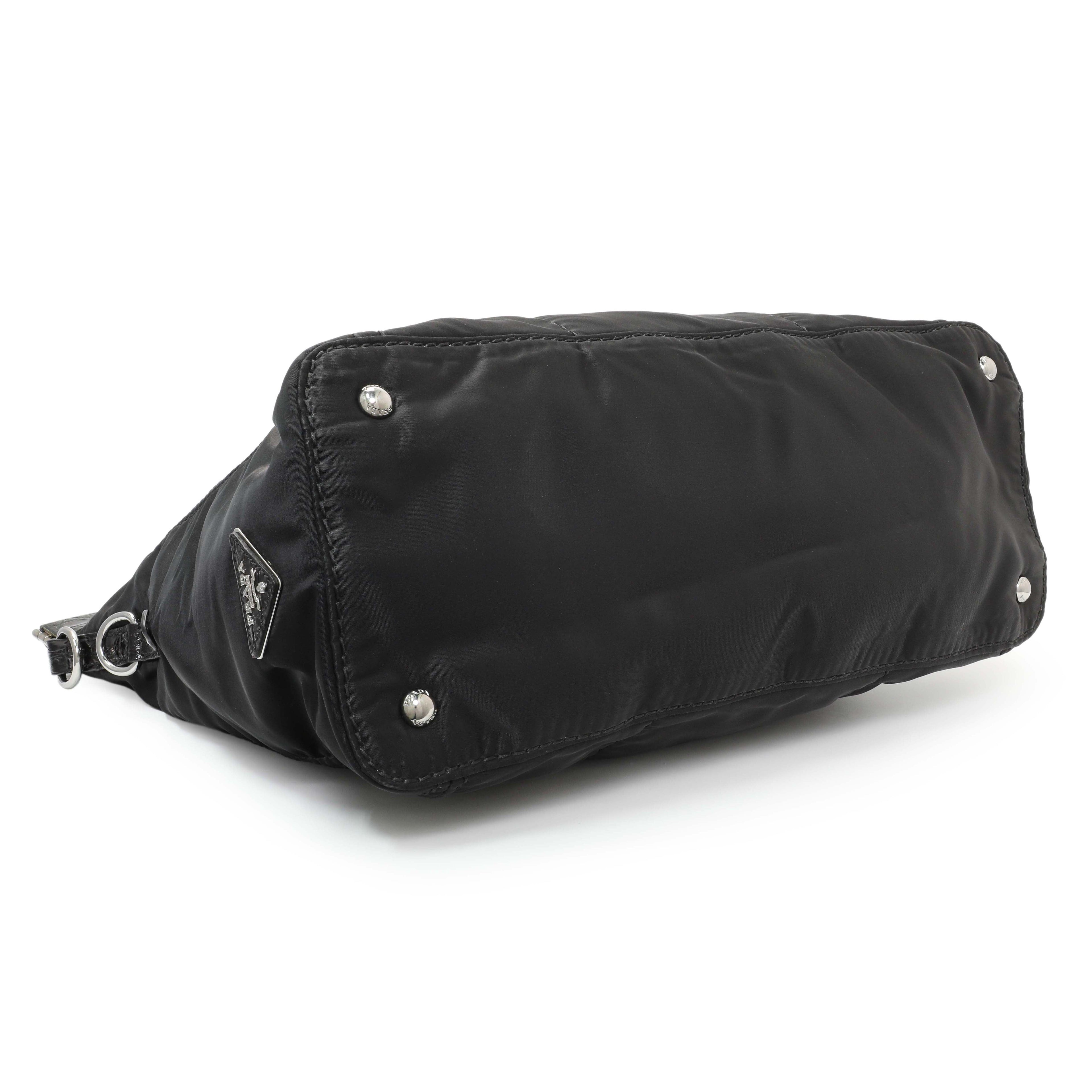 Prada Black Nylon Frame Tote