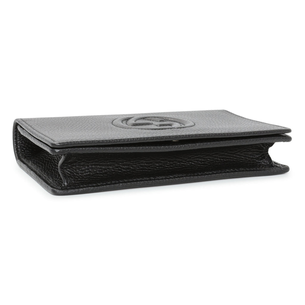 Gucci Black Pebbled Calfskin Soho Wallet on Chain