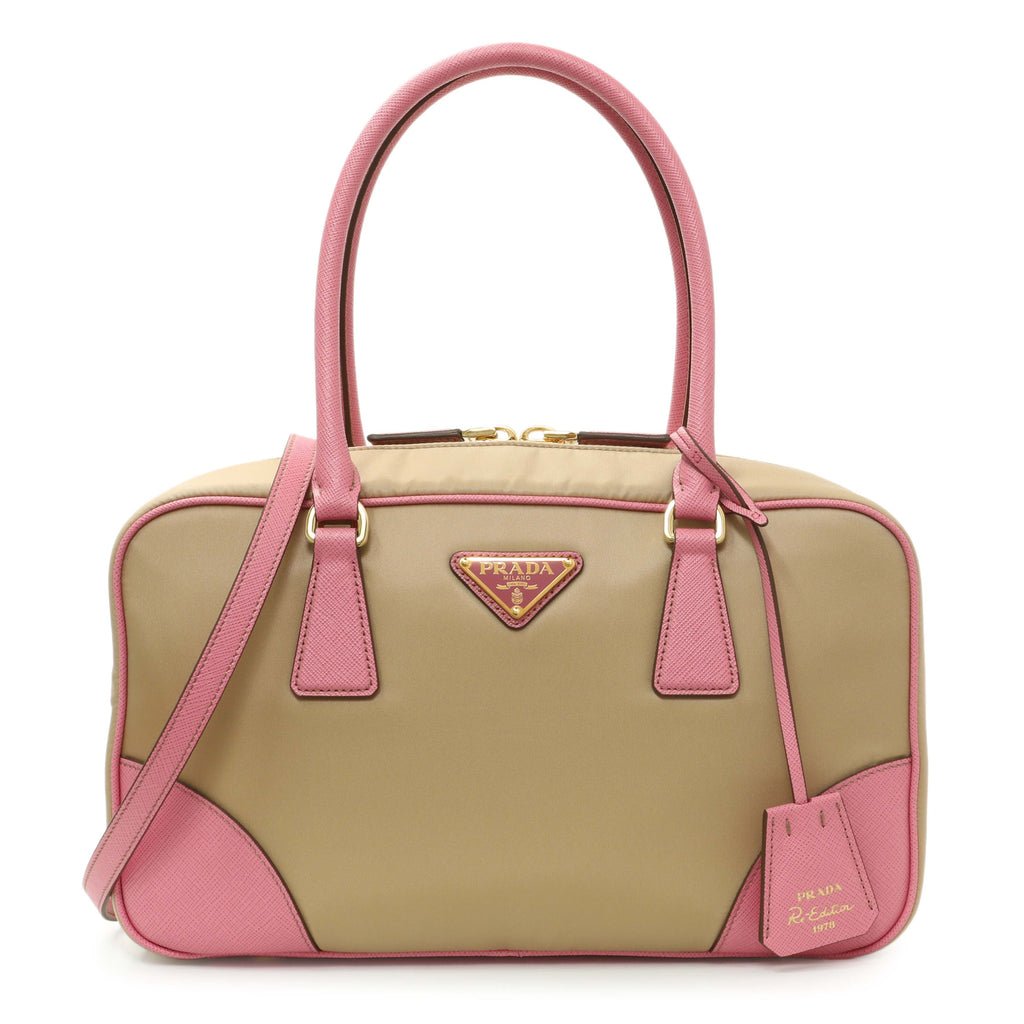 Prada Camel Re-Nylon Saffiano Medium Re-Edition 1978 Tote