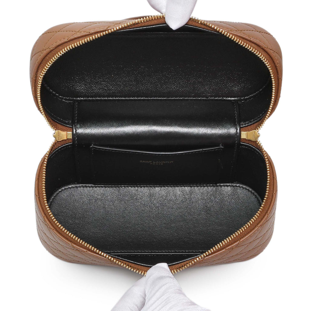 Saint Laurent Brown Lambskin Quilted Mini Gaby Vanity