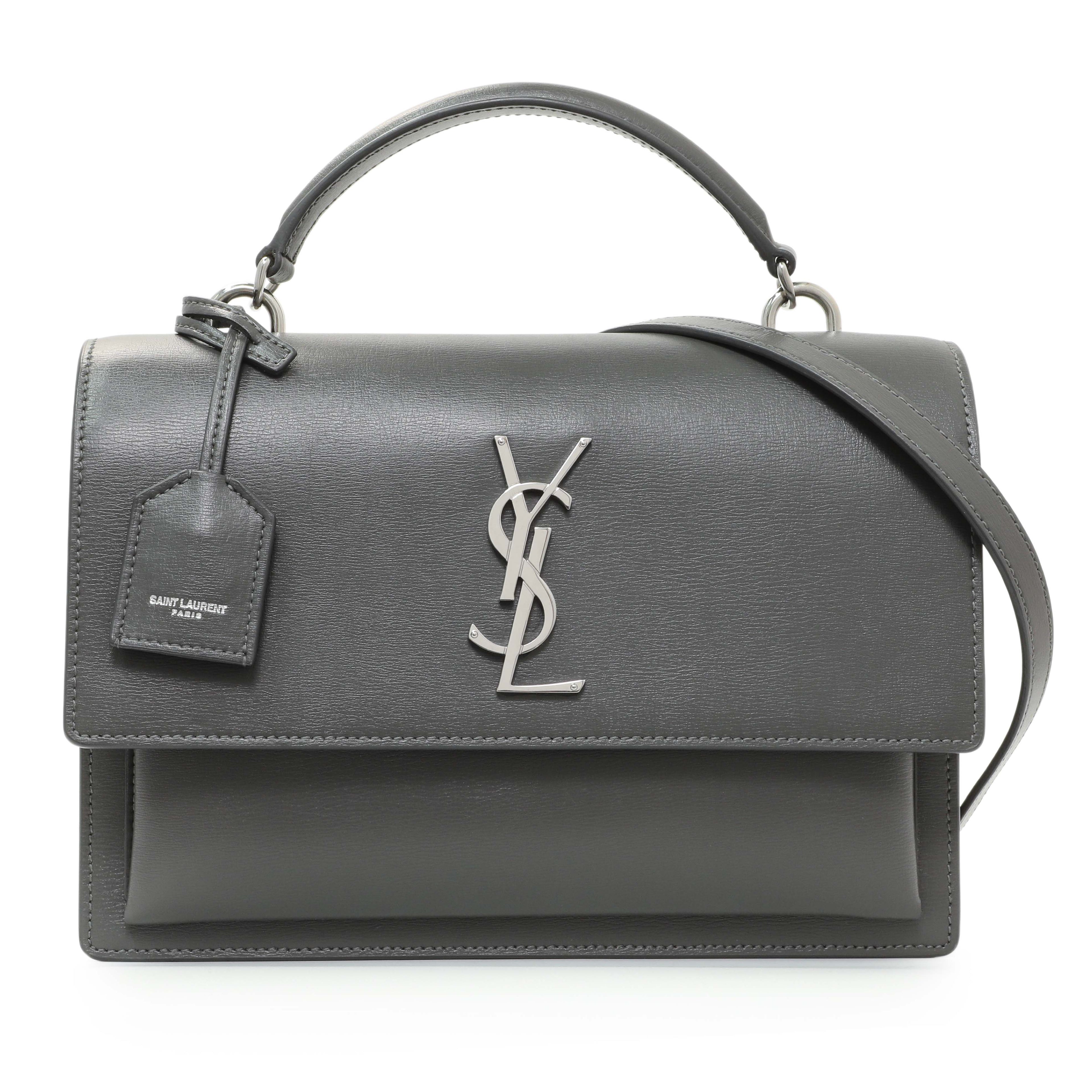 Saint Laurent Grey Calfskin Medium Monogram Sunset